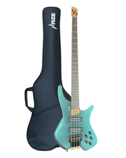 Haze HB4GNP Aurora Series Headless Electric Bass – 24-Fret Roasted Maple Neck, Green-Purple Chameleon Finish, & Active BJ-80 Pickups