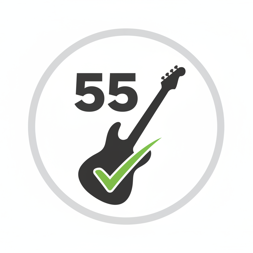 an icon with a guitar and 55 on top and a tick somewhere