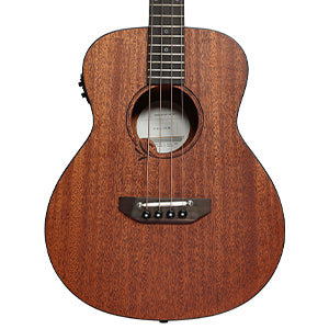 Haze 37" Solid Mahogany Top Height Adjustable Saddle Acoustic Bass Guitar - Natural HZMINISEBMH