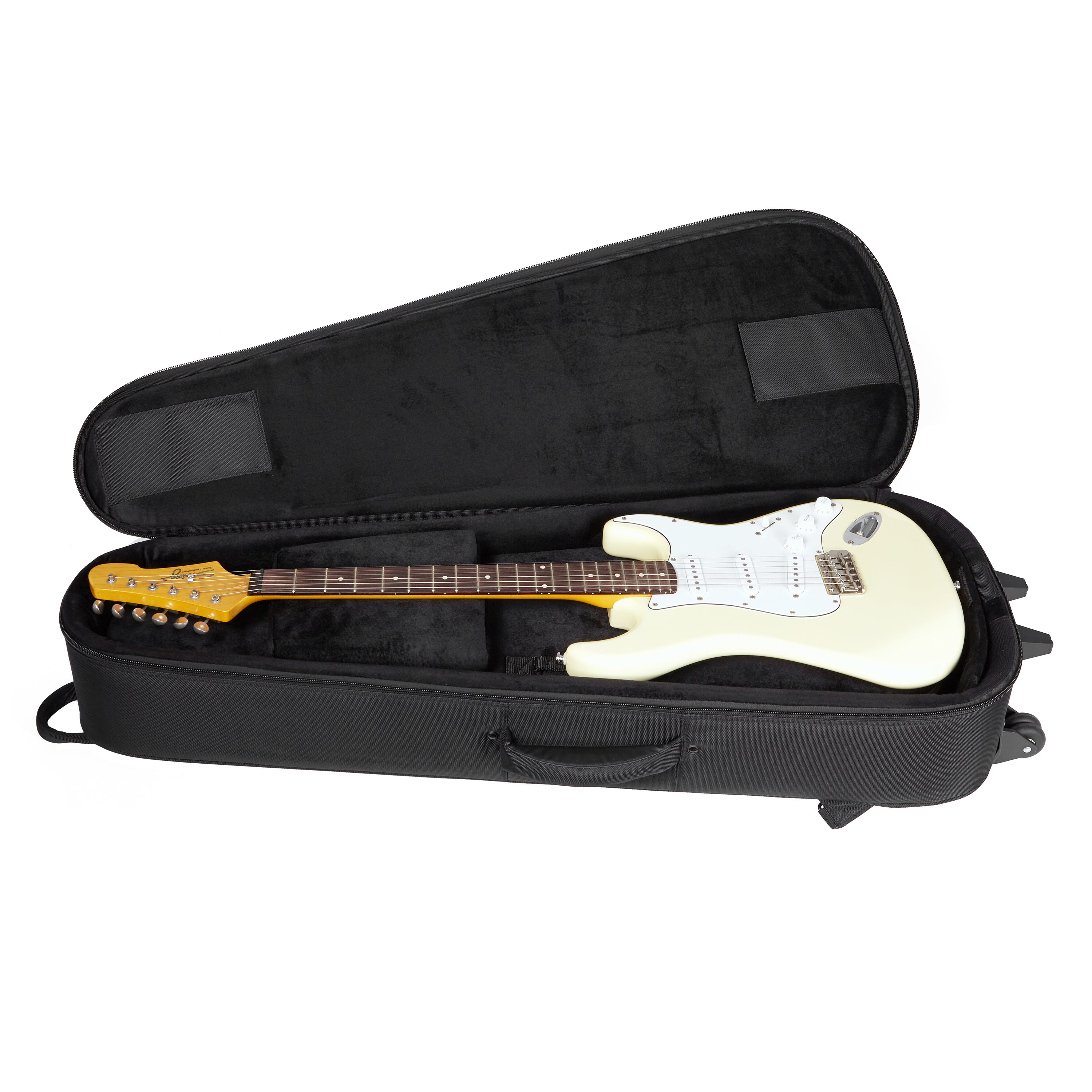 Music Area AA31 30mm Padded Weather-Proof Reinforced ABS Hard Shell Dual Electric Guitar Case w/ Wheels - AA312EGBLK