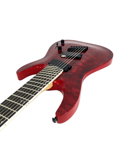 Haze 7-String Fanned Fret Built-in Preamp HAX Electric Guitar - Red 7QFFTRD