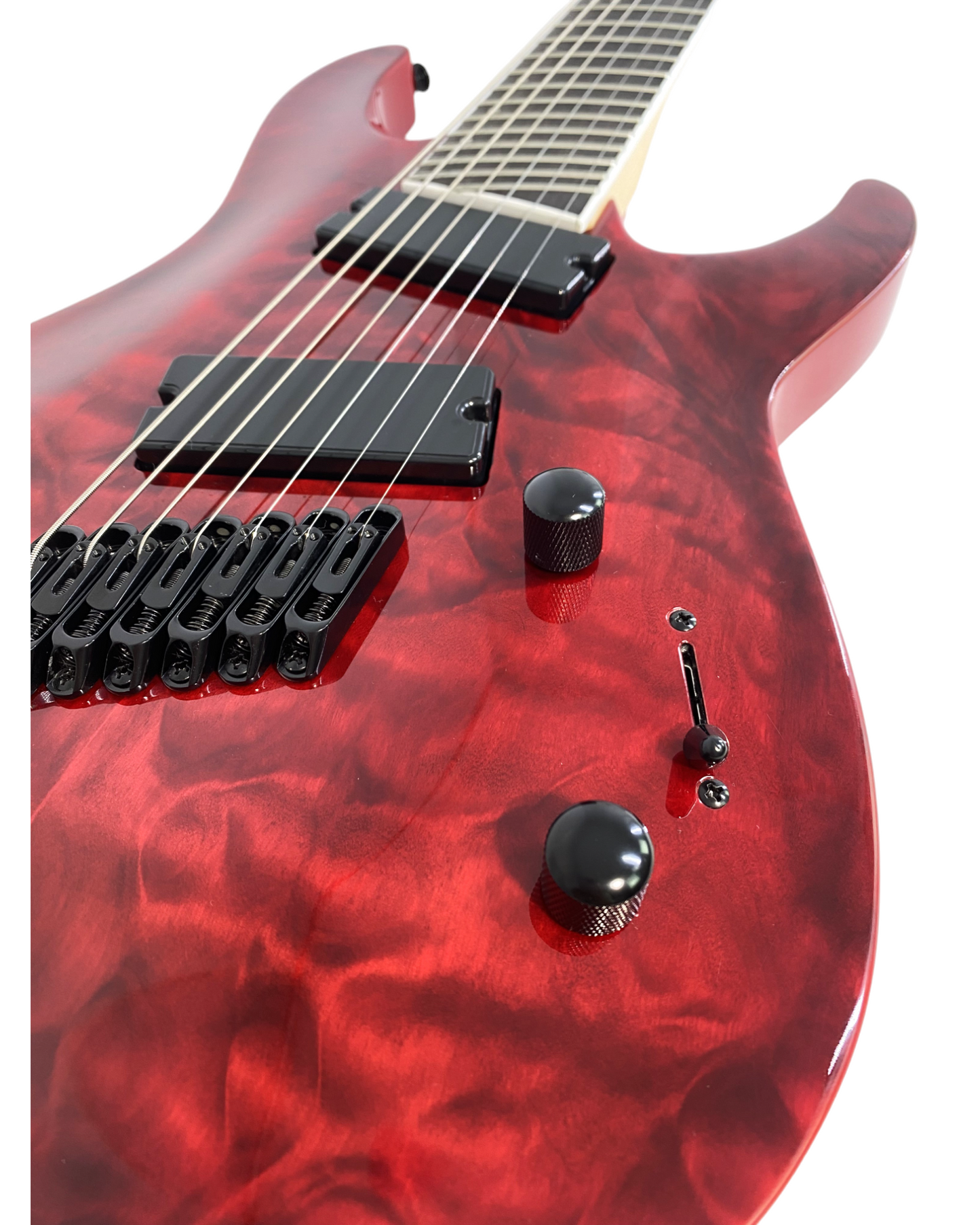 Haze 7-String Fanned Fret Built-in Preamp HAX Electric Guitar - Red 7QFFTRD