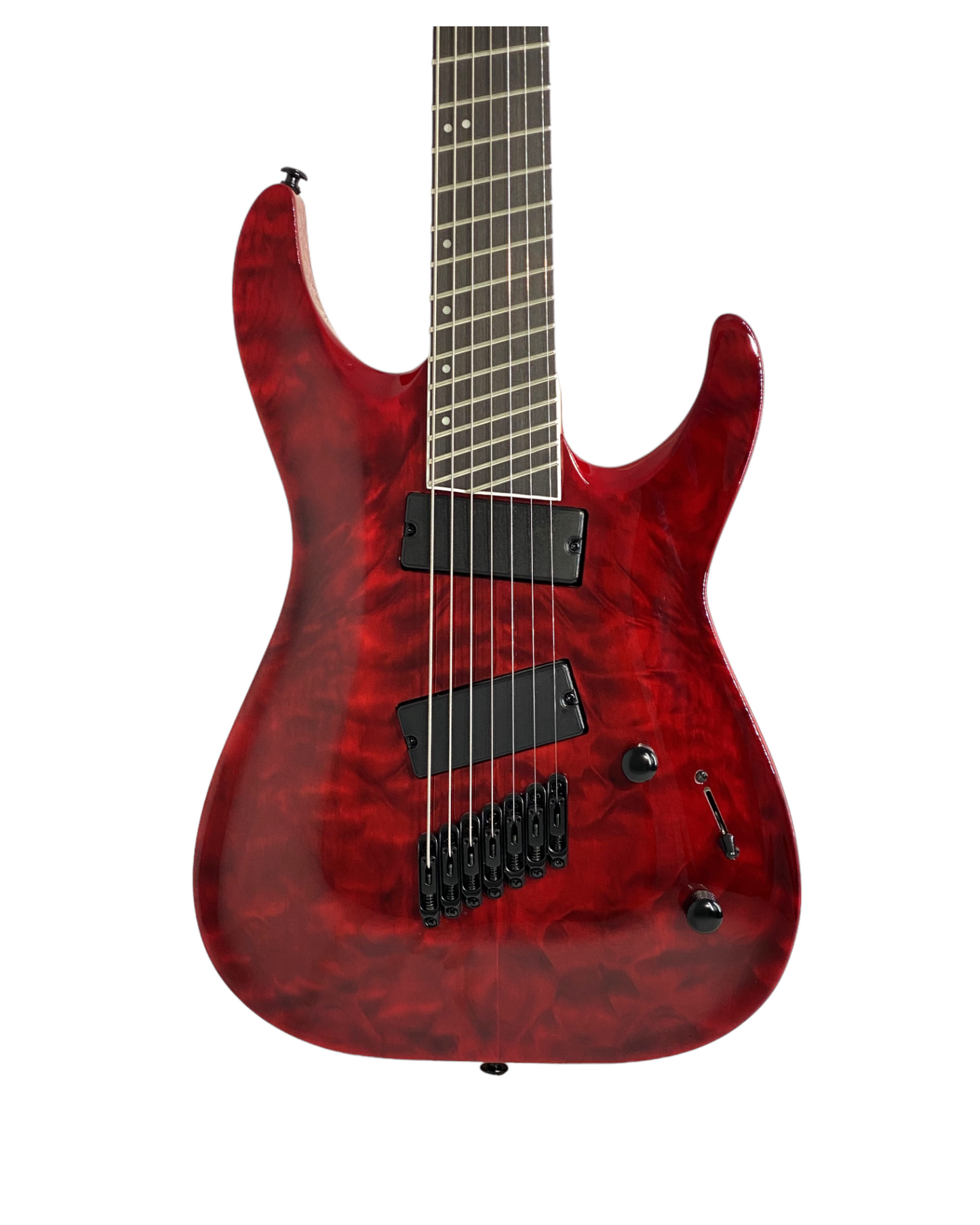 Haze 7-String Fanned Fret Built-in Preamp HAX Electric Guitar - Red 7QFFTRD