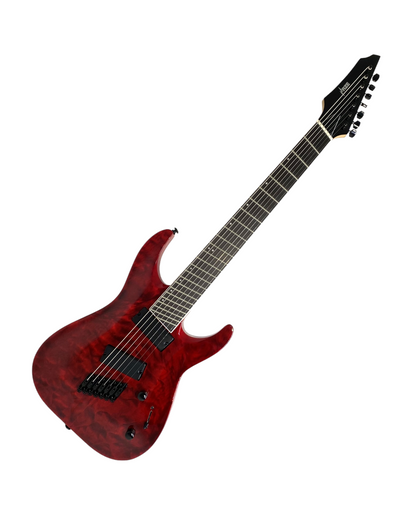 Haze 7-String Fanned Fret Built-in Preamp HAX Electric Guitar - Red 7QFFTRD