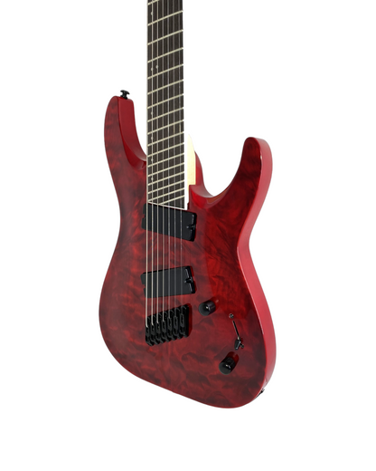 Haze 7-String Fanned Fret Built-in Preamp HAX Electric Guitar - Red 7QFFTRD