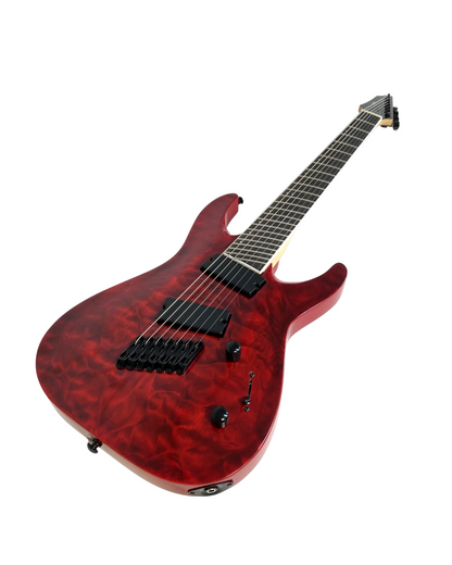 Haze 7-String Fanned Fret Built-in Preamp HAX Electric Guitar - Red 7QFFTRD