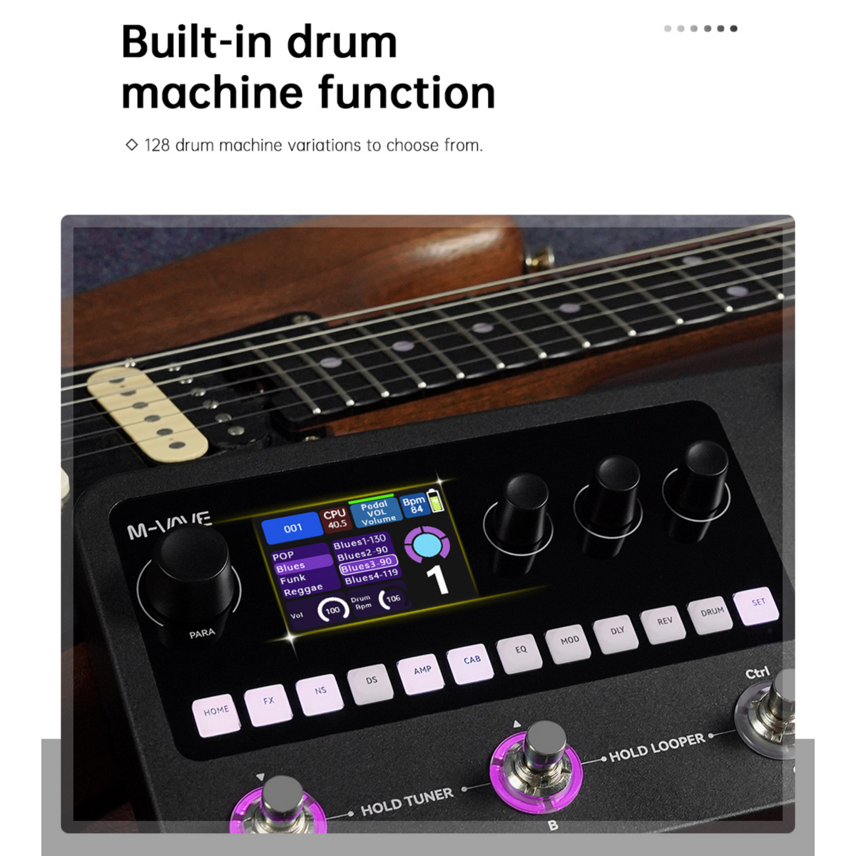 M-VAVE MK20 Portable Rechargable 3-Switch Guitar & Bass Multi-Effects Floor Processor w/ Built-In Expression Pedal