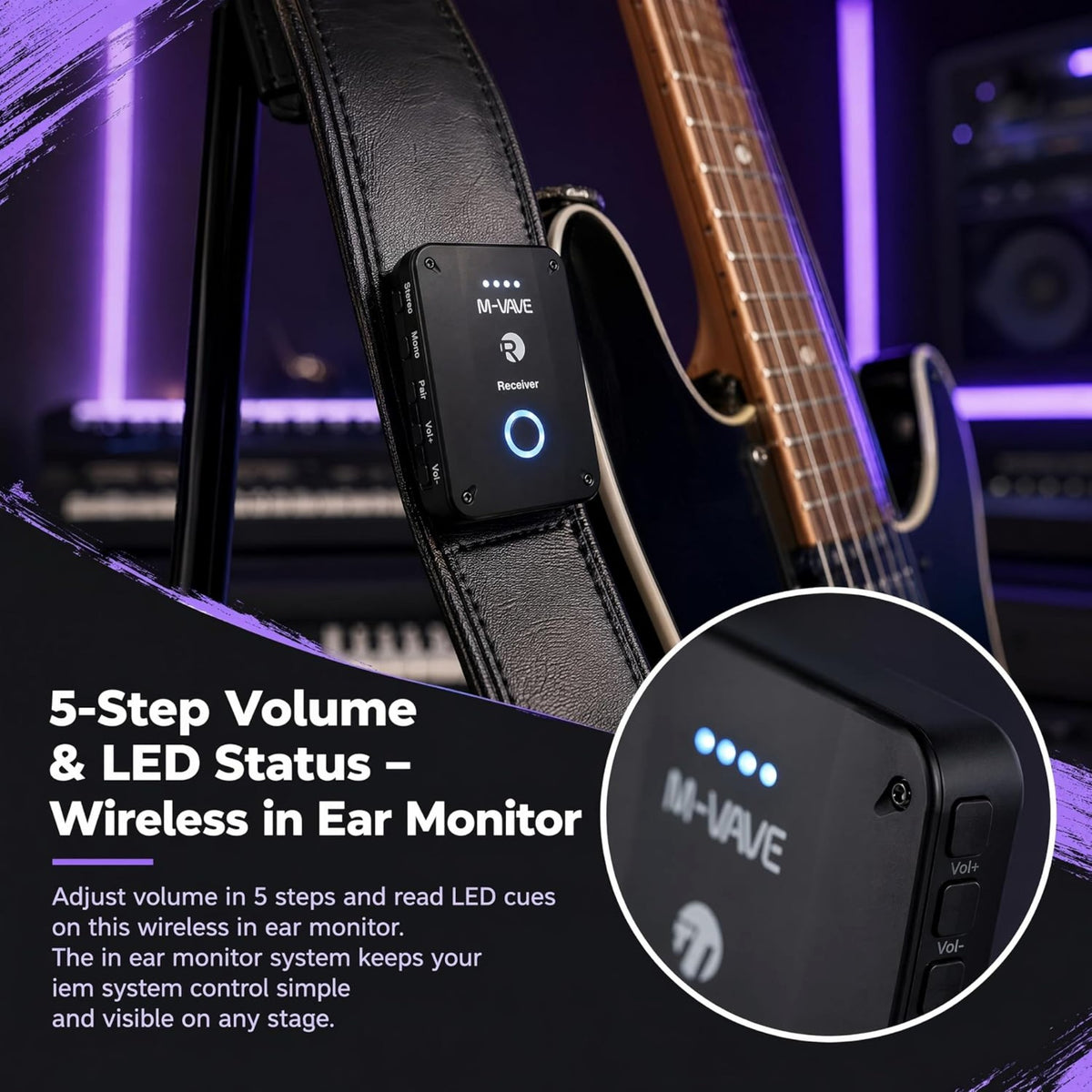 M-VAVE WP9 Wireless 2.4GHz Low-Latency In-Ear Monitor Transmitter / Reciever - 30m Range