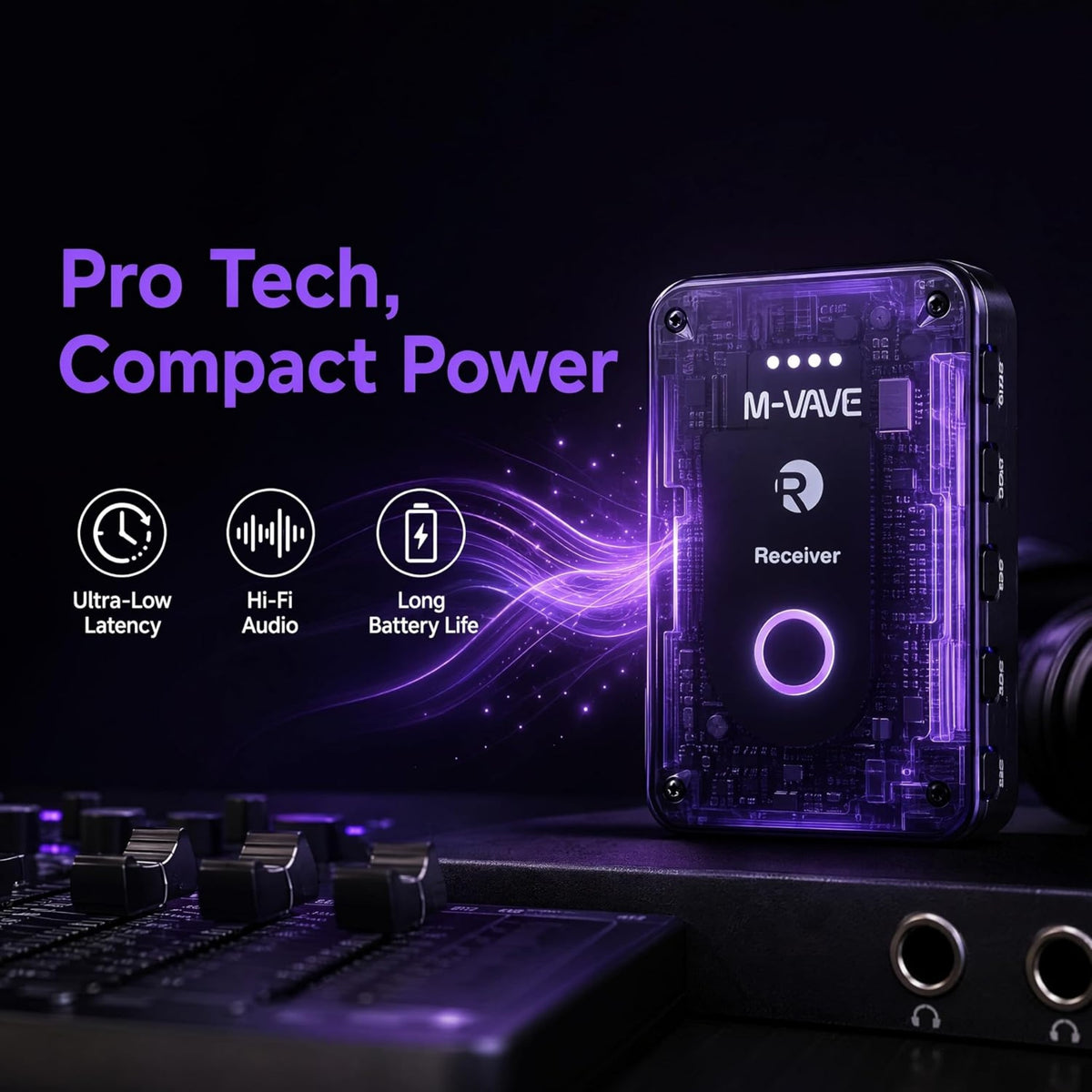 M-VAVE WP9 Wireless 2.4GHz Low-Latency In-Ear Monitor Transmitter / Reciever - 30m Range