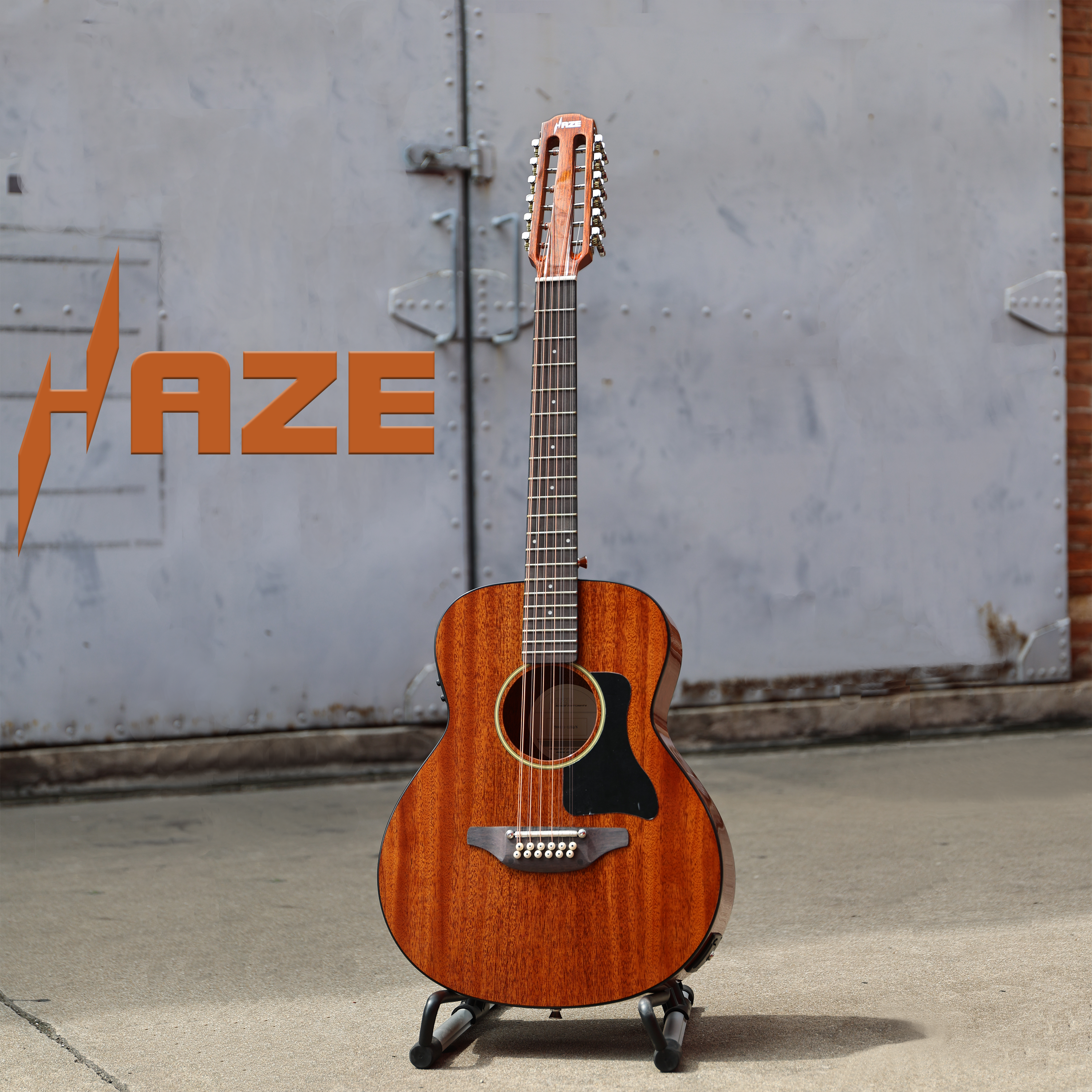 Haze P30411112EQN 12-String 36" Saddle Height Adjustable Acoustic Guitar - Natural