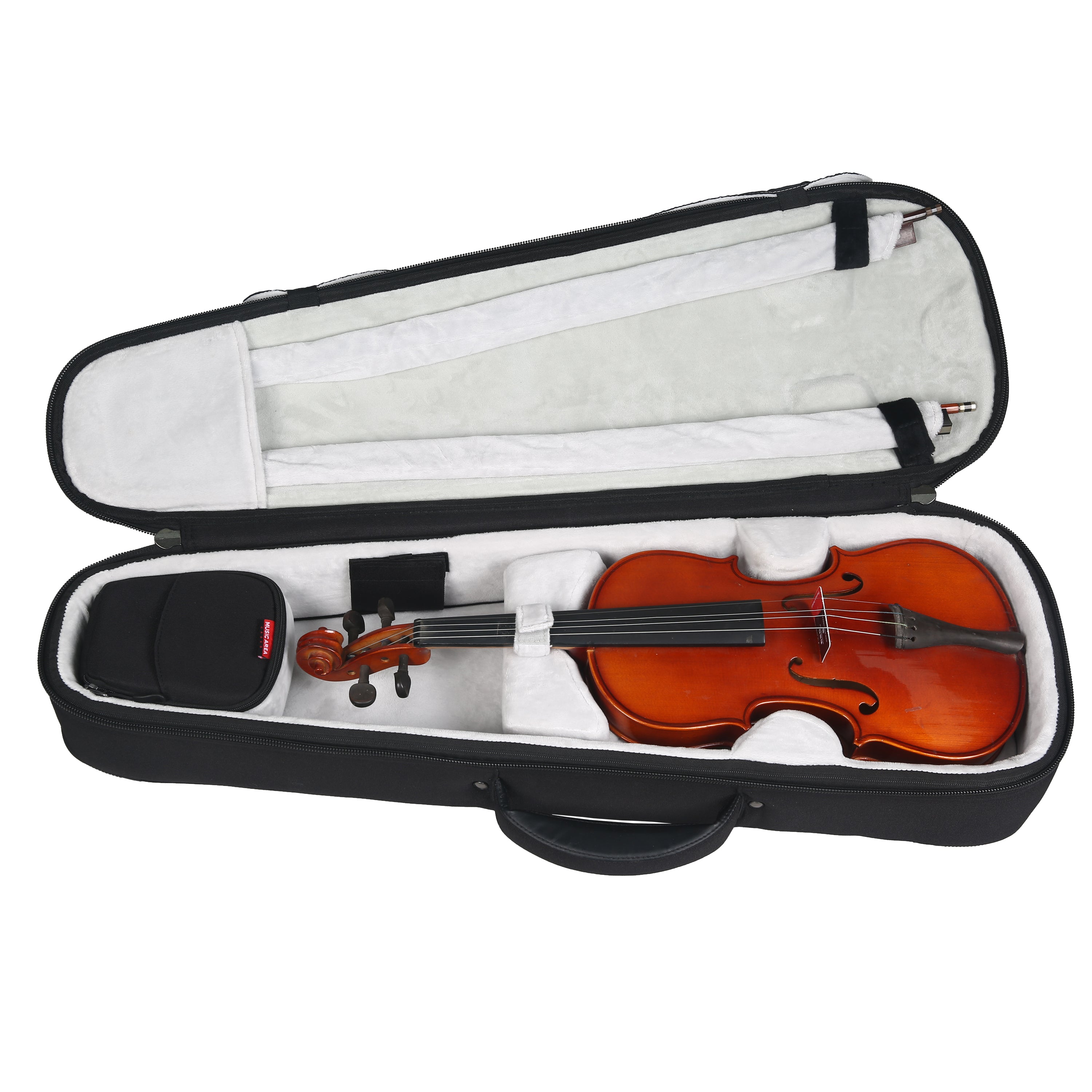 Music Area AA31 30mm Padded Weather-Proof Reinforced ABS Hard Shell Case for 4/4 Size Violin - AA31V44BLK