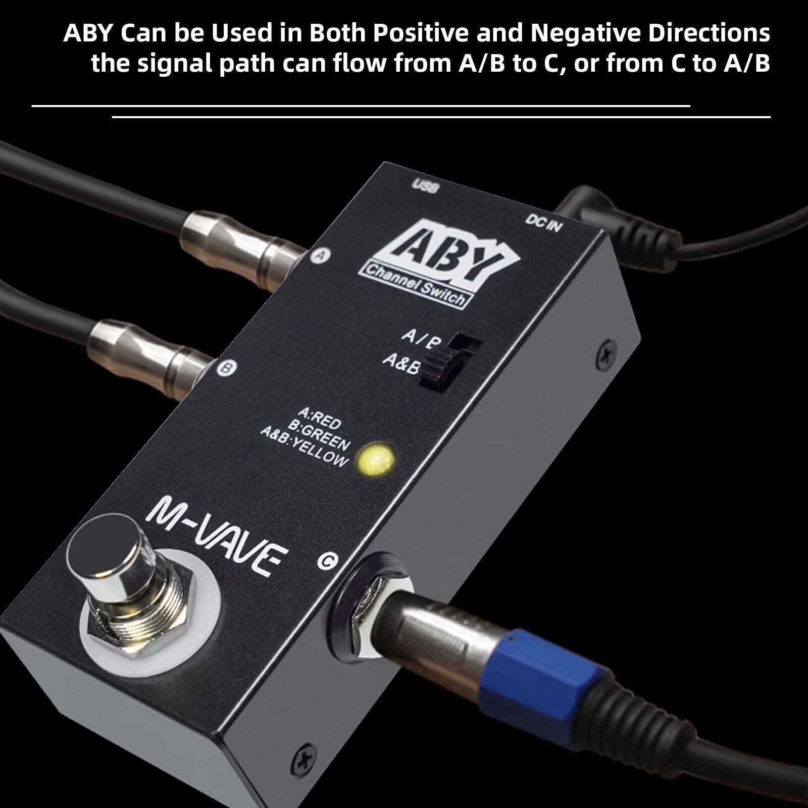 Electric Guitar Effect Pedal ABY Line Channel Pedal with Bonus Patch Cables - ABYP014015M - model ABY