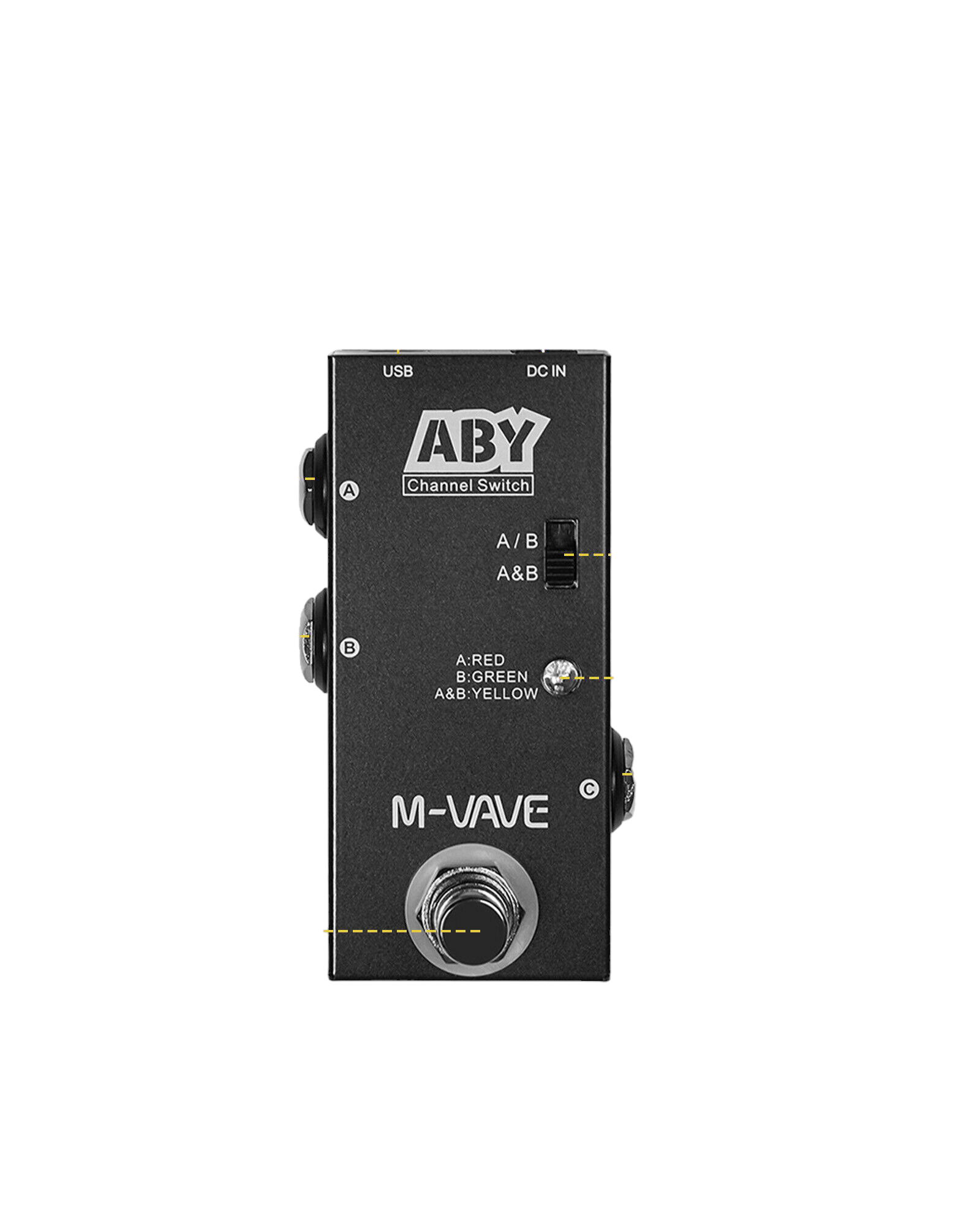 Electric Guitar Effect Pedal ABY Line Channel Pedal with Bonus Patch Cables - ABYP014015M - model ABY