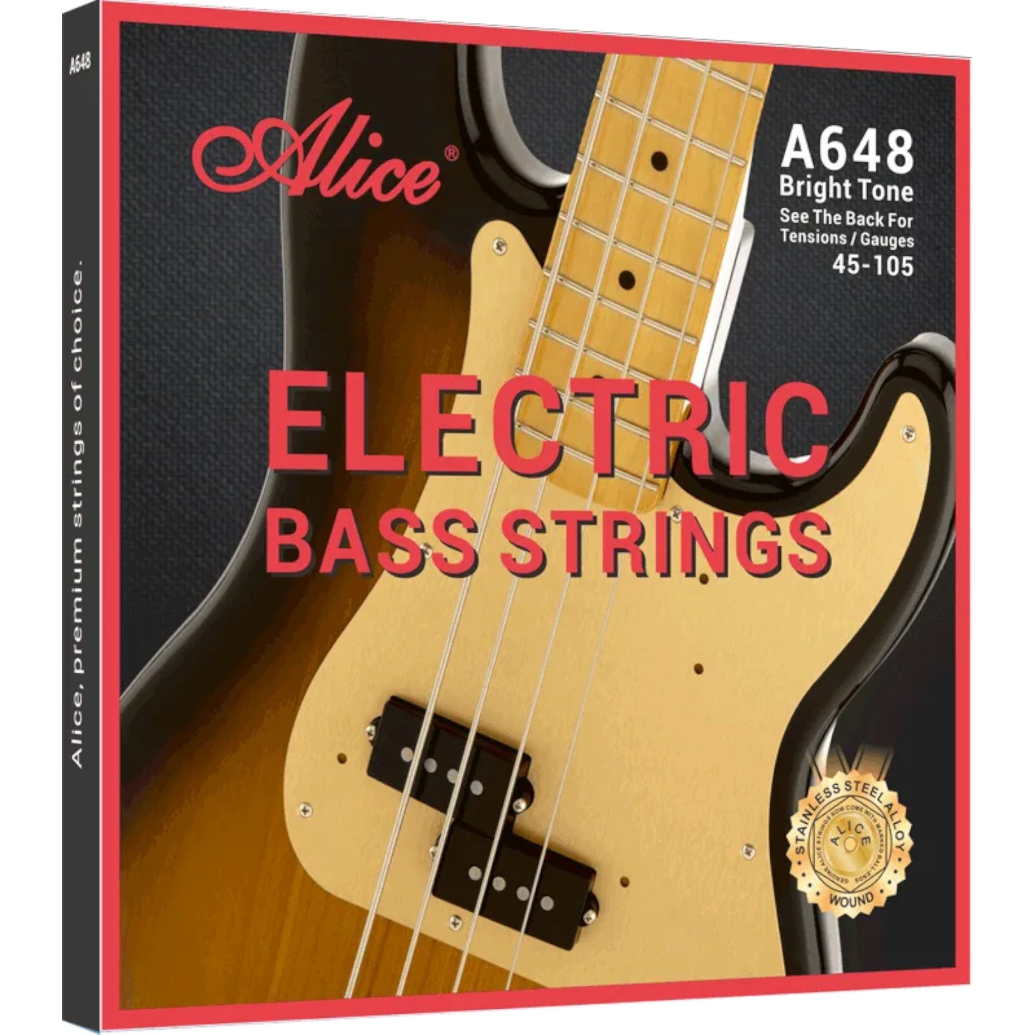 Alice A648 45-105 Medium 4-String Plated Alloy Electric Bass Strings