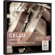 Alice AWR313 High-Carbon Steel and Steel Rope Core, Ni-Cr Winding Cello String Set