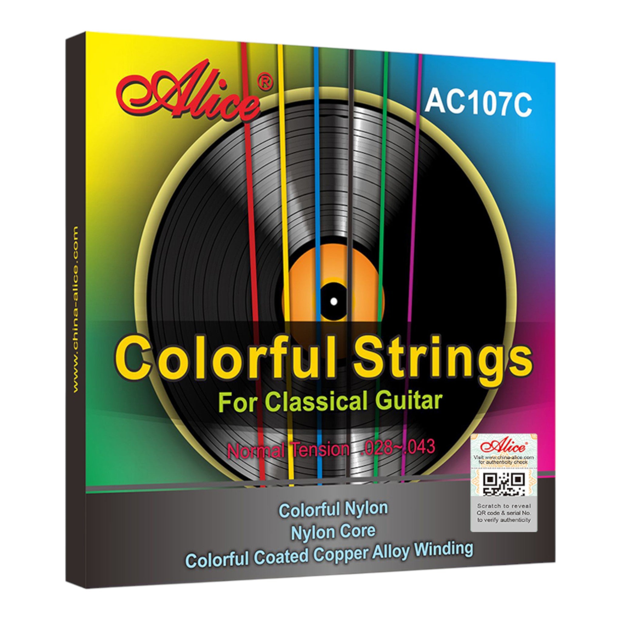 Alice AC107C Professional Colorful Classical Guitar Nylon Strings 0.028 ~ 0.043