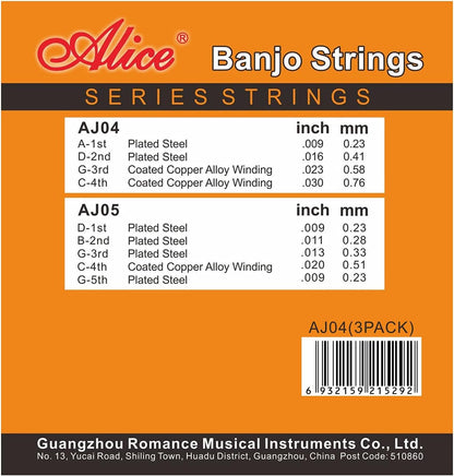 Alice AJ04 4-String Banjo Strings Set