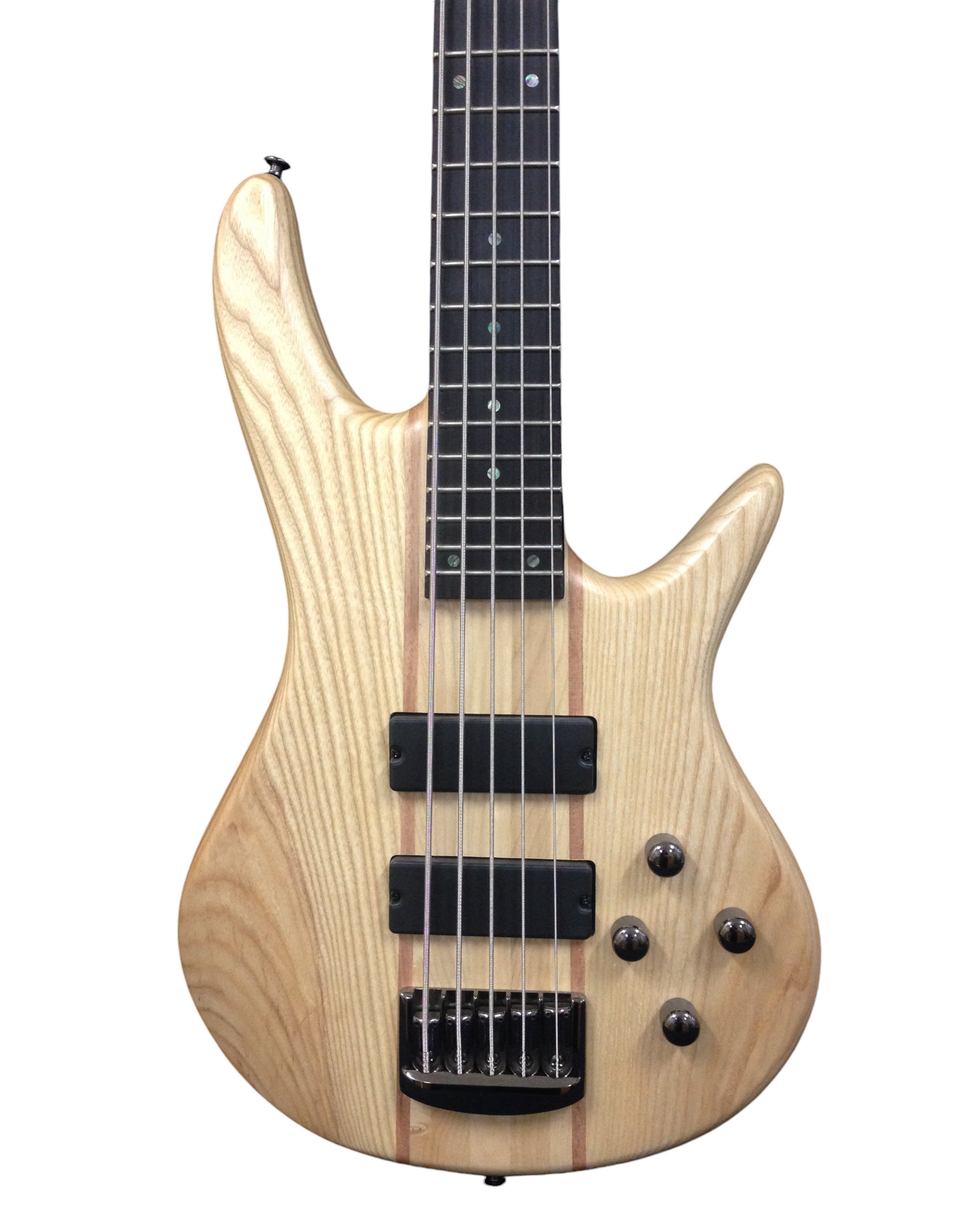 Haze 5-String Active Humbucker Solid Walnut WR Electric Bass Guitar - Natural B337N