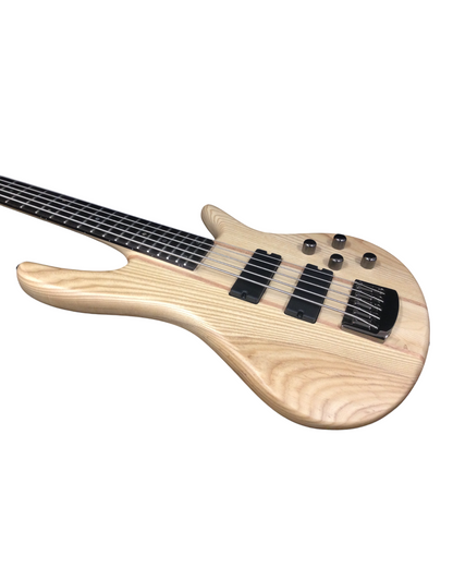 Haze 5-String Active Humbucker Solid Walnut WR Electric Bass Guitar - Natural B337N