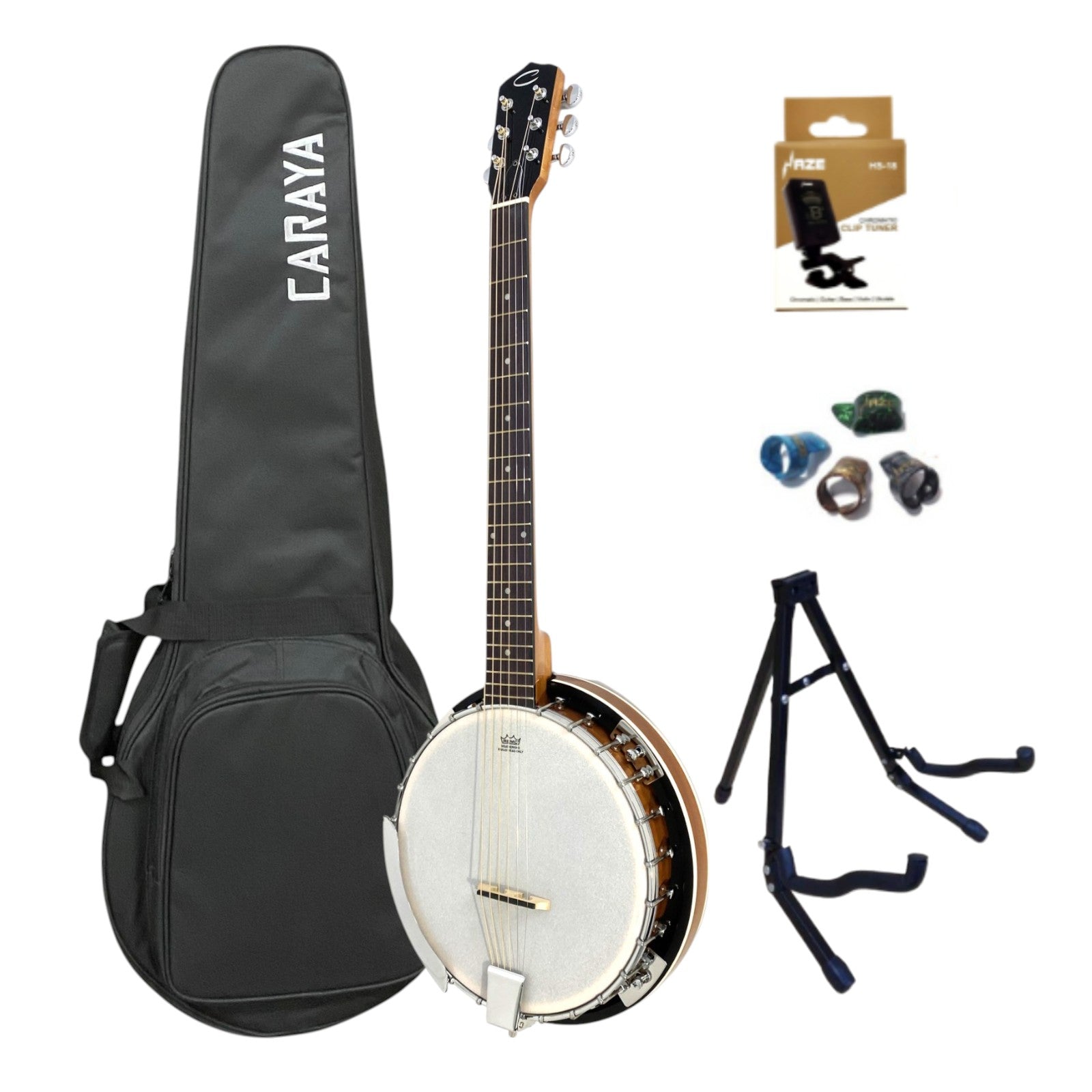 Caraya 6-String Mahogany Body Resonator Banjo - Natural BJ006