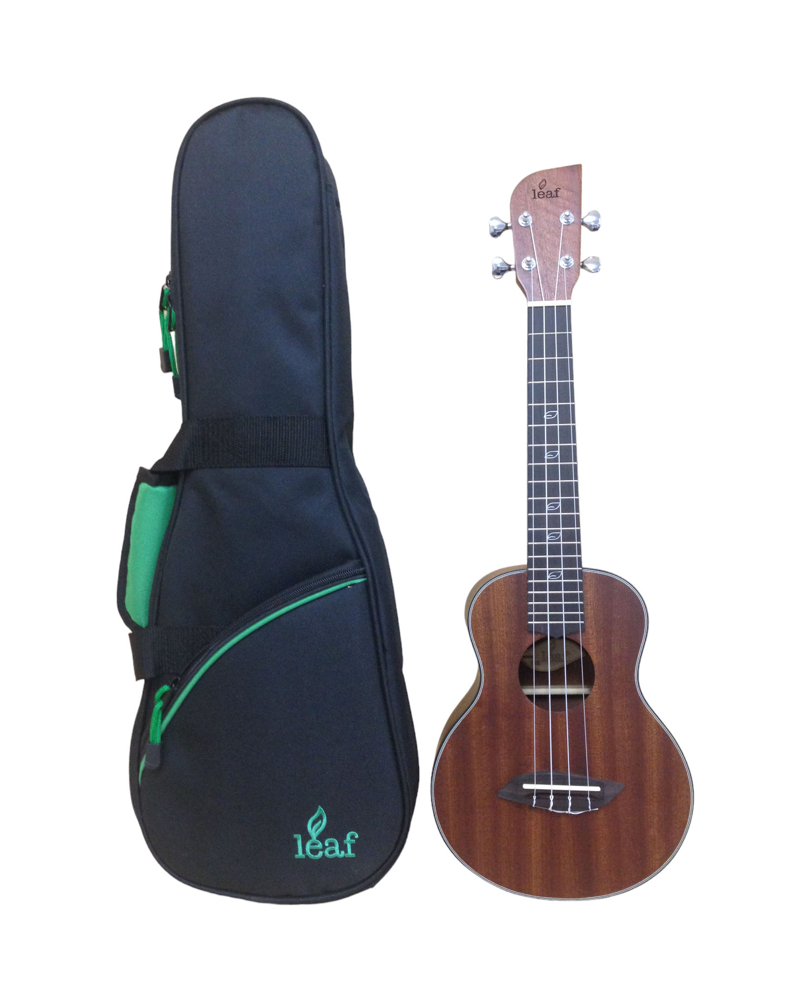 Leaf Series C100 All-Mahogany Concert Ukulele, Satin + 10mm Padded Gig Bag (Pink, Orange, Green)