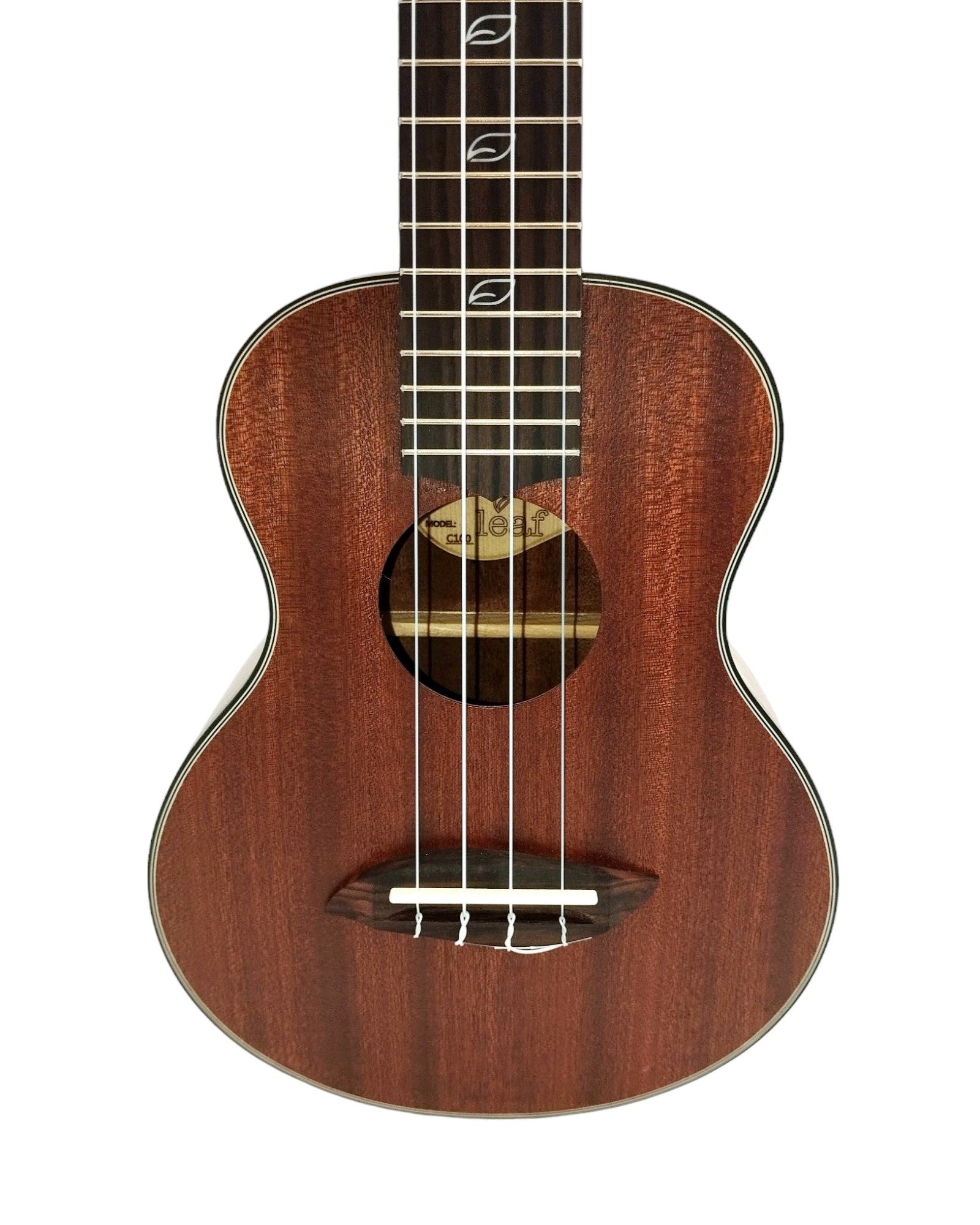 Leaf Series C100 All-Mahogany Concert Ukulele, Satin + 10mm Padded Gig Bag (Pink, Orange, Green)