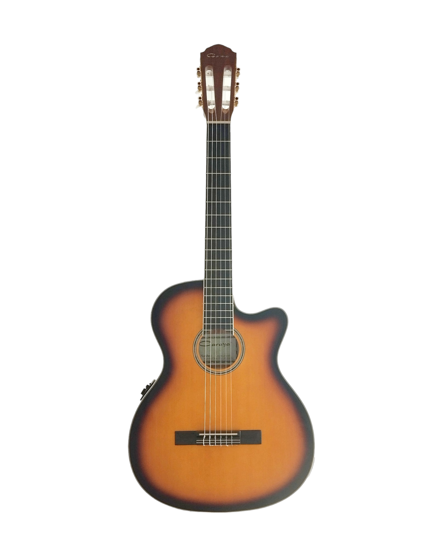 Caraya Spruce Thin-Body Cutaway Built-In Pickup/Tuner Classical Guitar - Sunburst C551BCEQBS