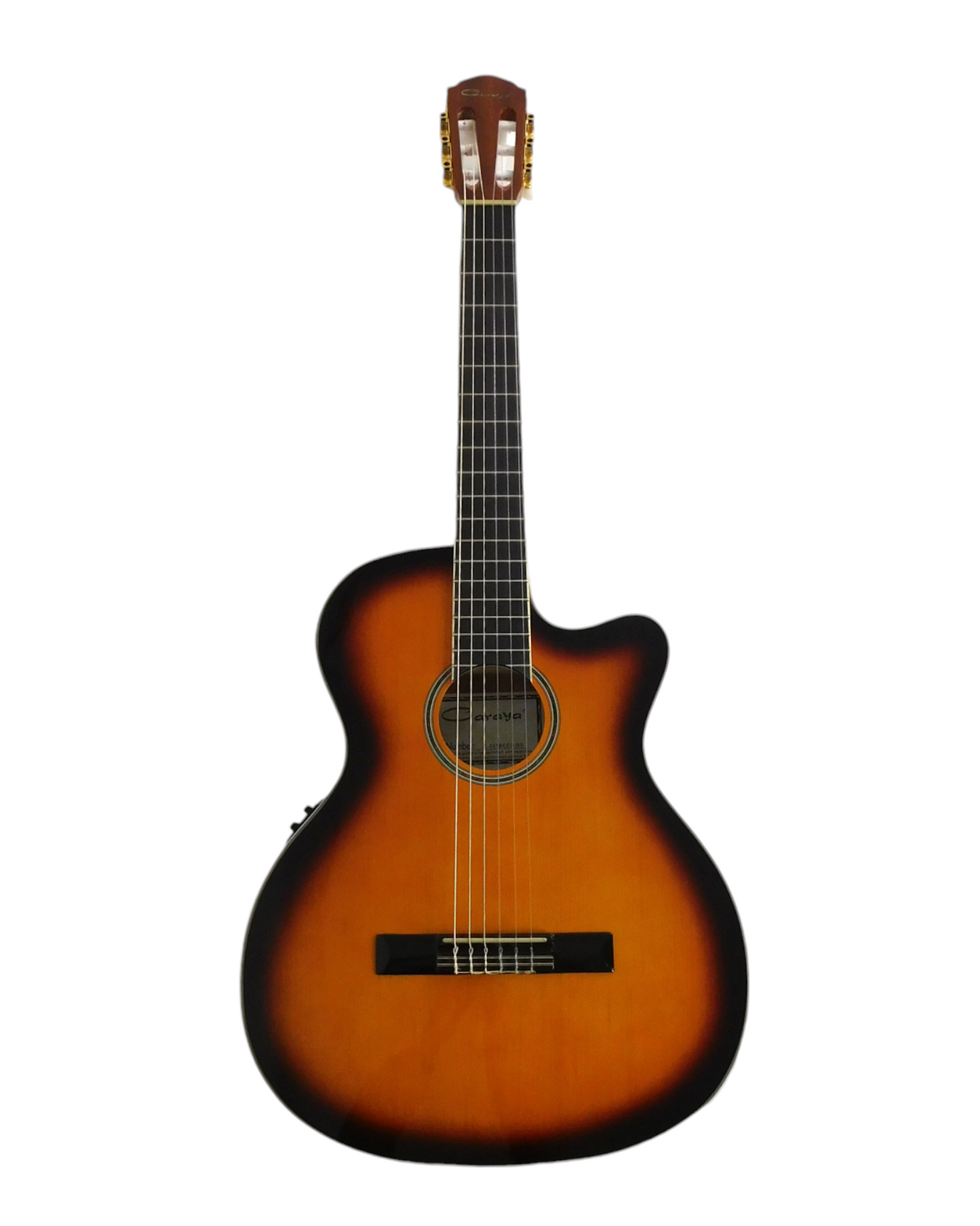 Caraya Spruce Thin-Body Cutaway Built-In Pickup/Tuner Classical Guitar - Sunburst C551BCEQBS