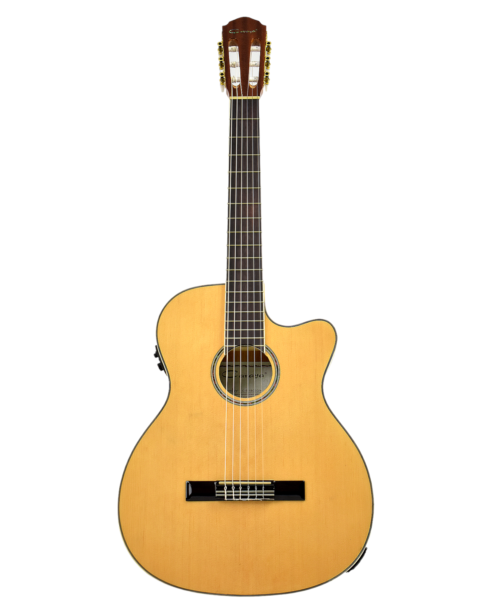 Caraya Spruce Thin-Body Cutaway Built-In Pickup/Tuner Classical Guitar - Natural C551BCEQN