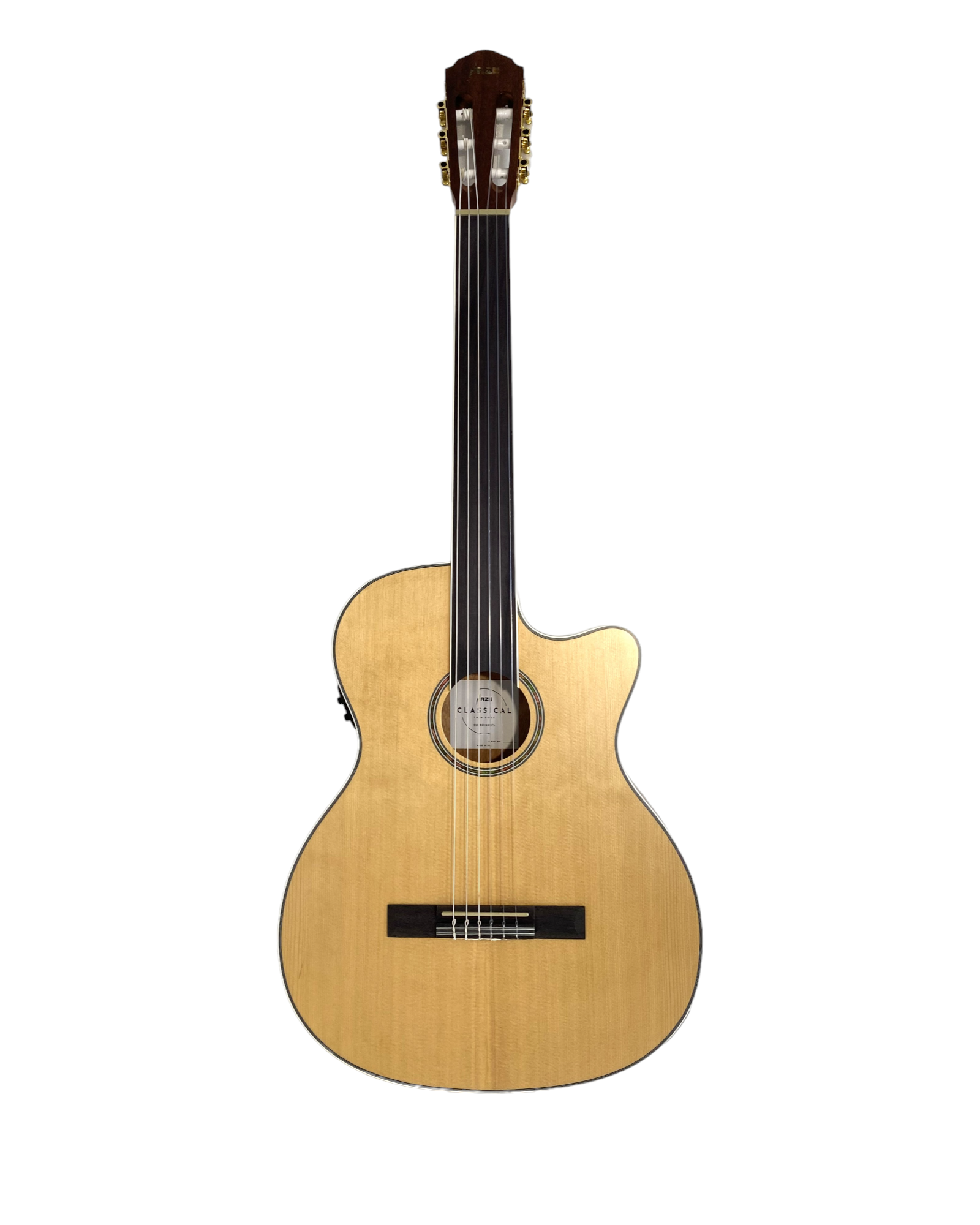 Haze Solid Spruce Fretless Arched Back Thin Body Classical Guitar w/ Built-In Pickups & Tuner in Matte - C551BCEQSMFL