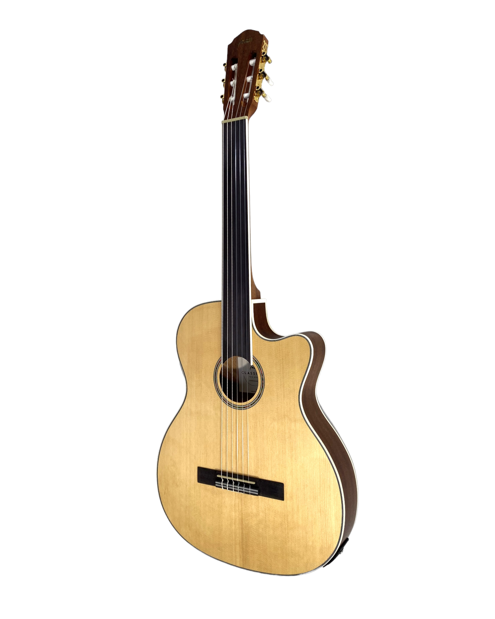 Haze Solid Spruce Fretless Arched Back Thin Body Classical Guitar w/ Built-In Pickups & Tuner in Matte - C551BCEQSMFL