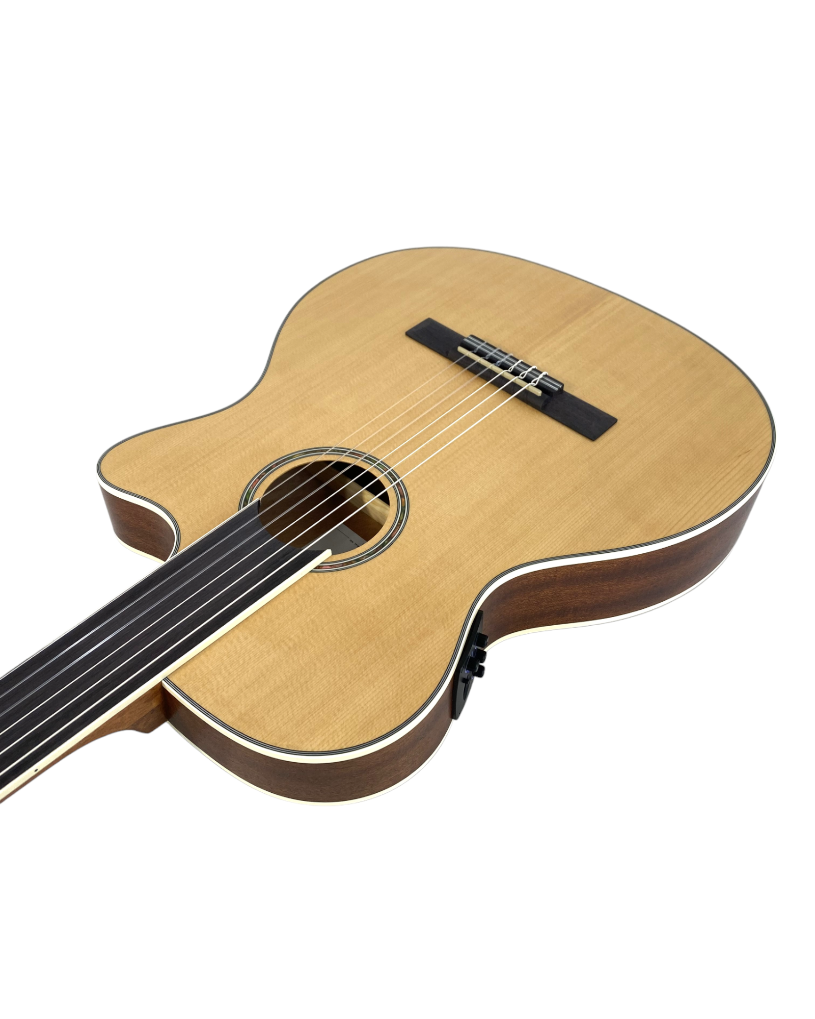 Haze Solid Spruce Fretless Arched Back Thin Body Classical Guitar w/ Built-In Pickups & Tuner in Matte - C551BCEQSMFL