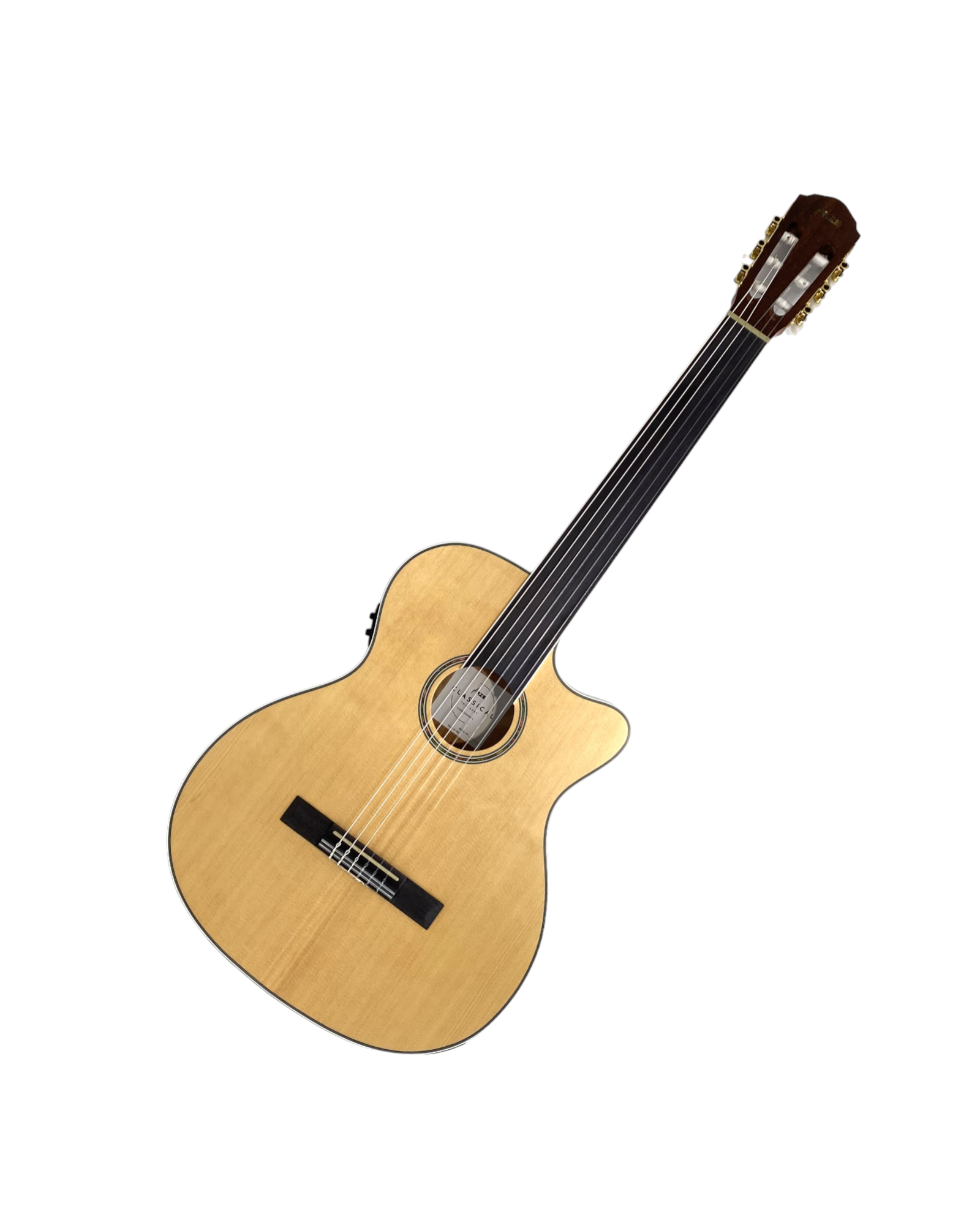 Haze Solid Spruce Fretless Arched Back Thin Body Classical Guitar w/ Built-In Pickups & Tuner in Matte - C551BCEQSMFL