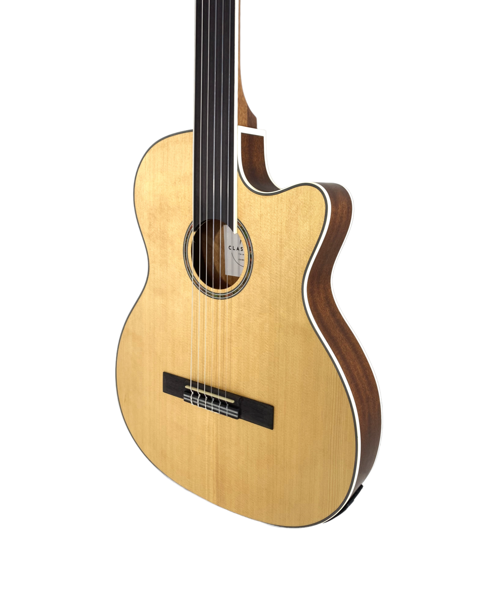 Haze Solid Spruce Fretless Arched Back Thin Body Classical Guitar w/ Built-In Pickups & Tuner in Matte - C551BCEQSMFL