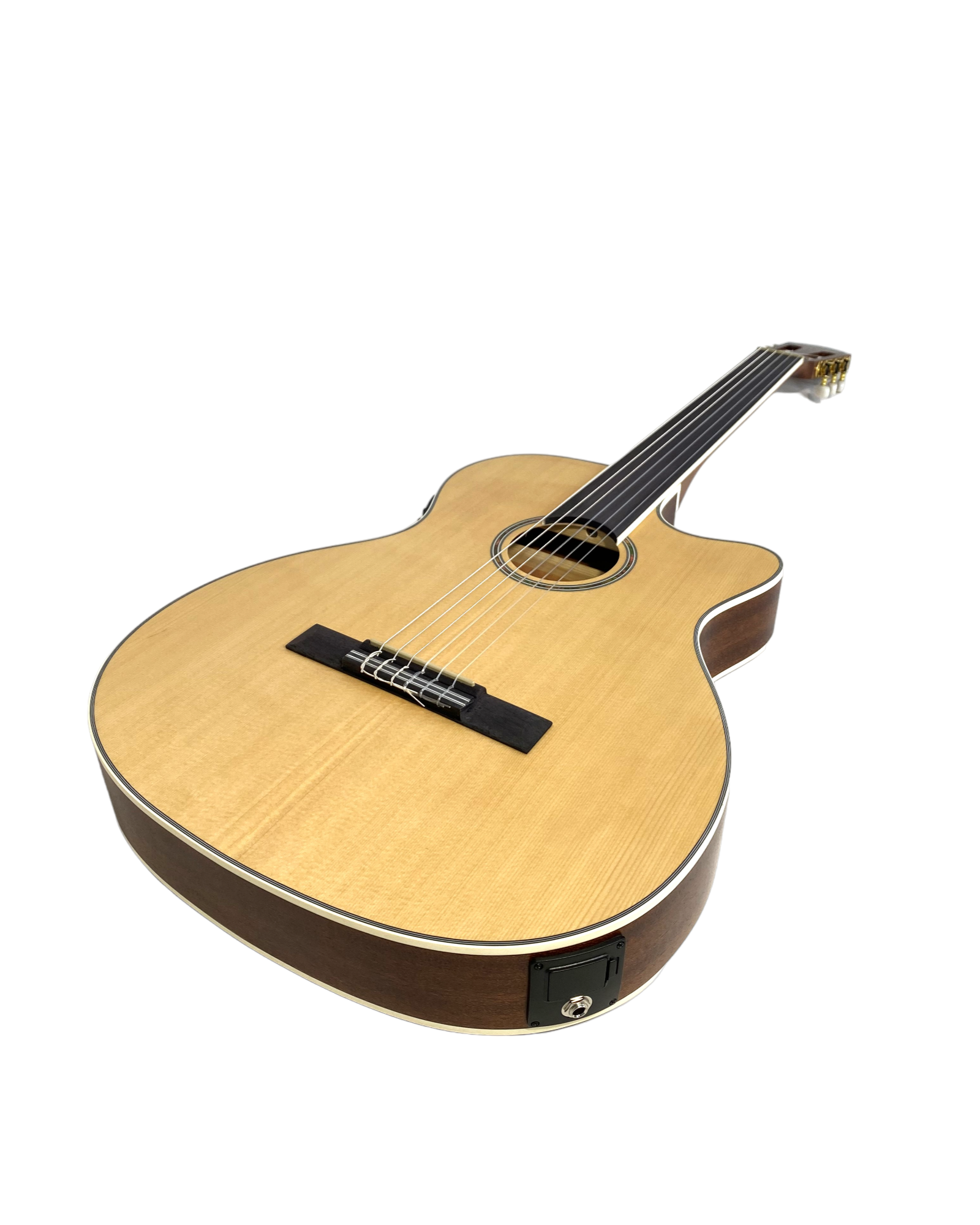 Haze Solid Spruce Fretless Arched Back Thin Body Classical Guitar w/ Built-In Pickups & Tuner in Matte - C551BCEQSMFL