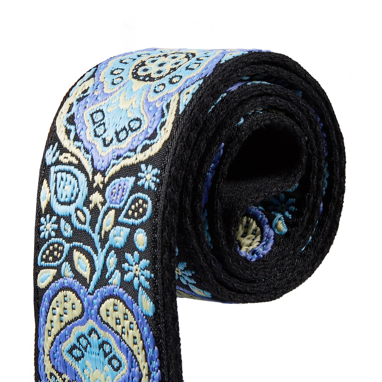 Amumu Hootenanny Embroidery Guitar Strap Blue Cotton - CO04EBL