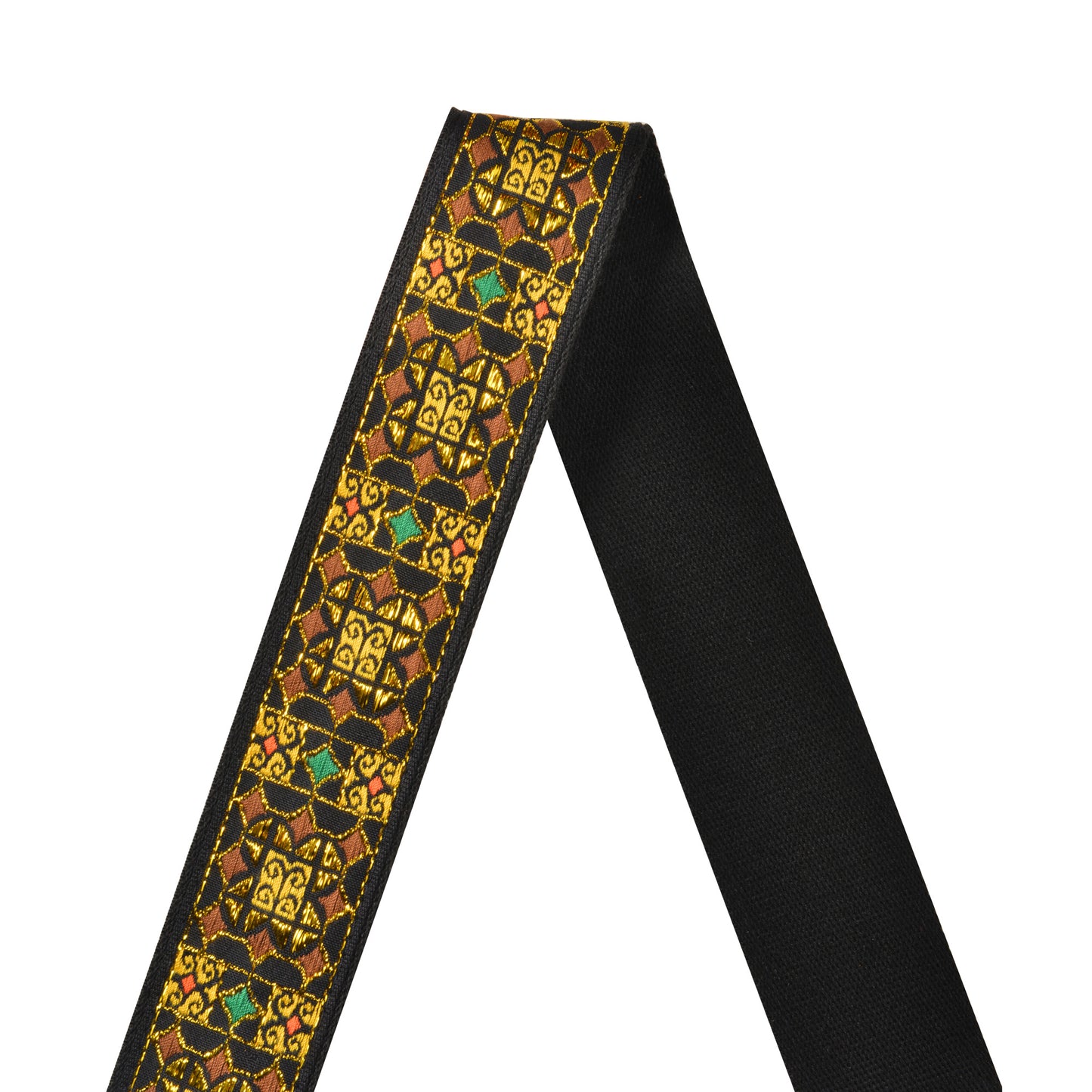 Amumu Shiny Gold Thread Embroidery Cotton Guitar Strap - CO07EGD