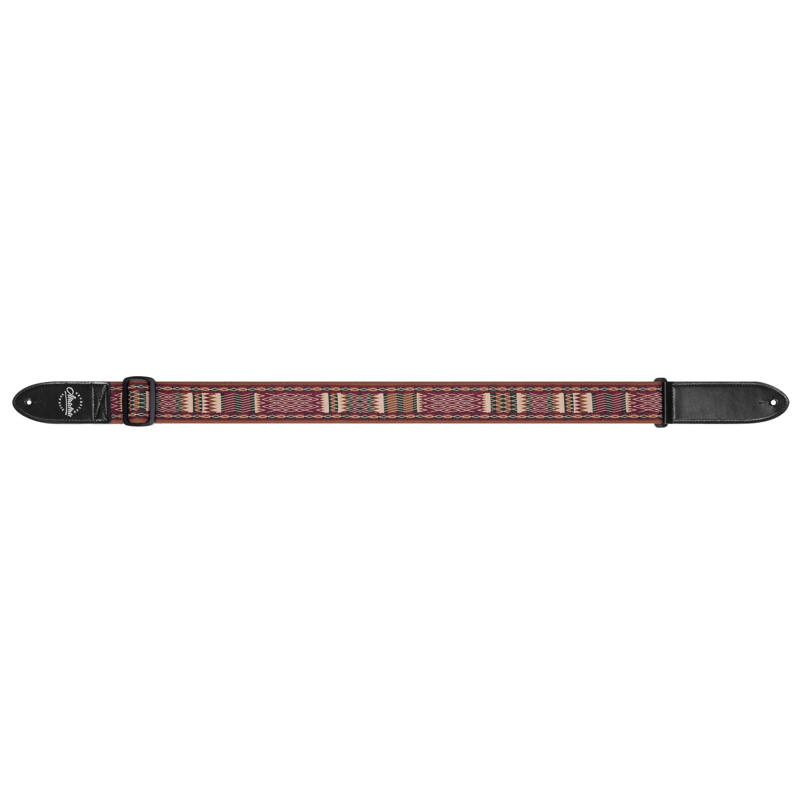 Amumu CO32J Guitar Strap Brown Diamond Grill Retro Chevron Polyester Woven for Acoustic Electric Bass Guitars with Genuine Leather Ends