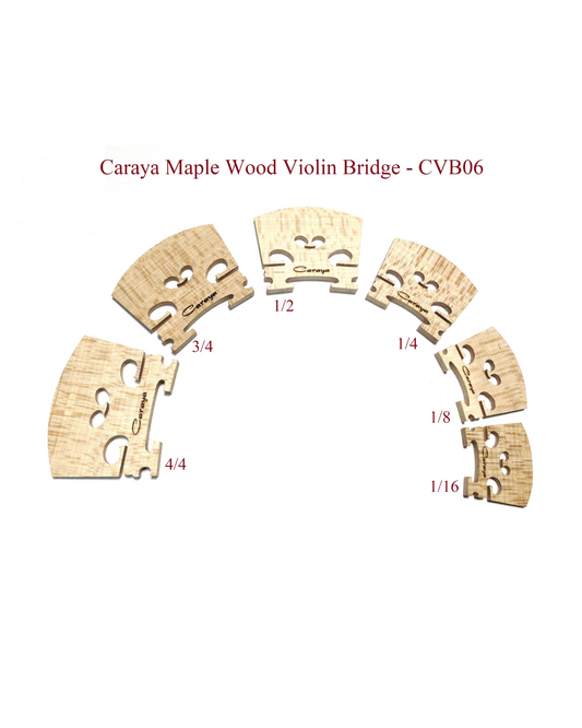 Caraya CVB06 Maple Wood Violin Bridge - 4/4, 3/4, 1/2, 1/4, 1/8, 1/16