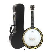 Caraya 4-String Maple Body Resonator Banjolele - Natural SBJUK118 + Stand