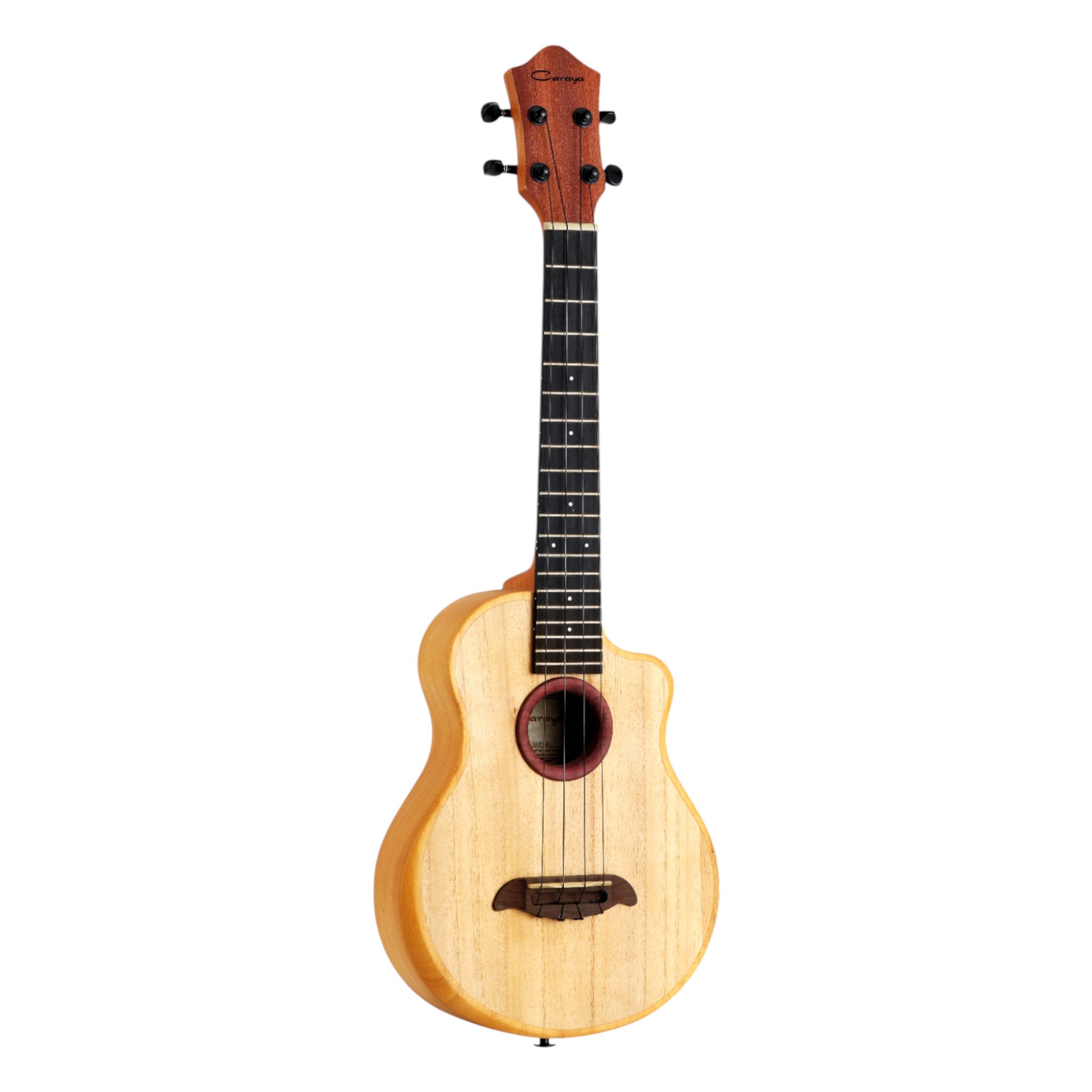 Caraya Solid Carved Paulownia Body Tenor Ukulele w/ Purpleheart Waterfall Soundhole - GAT50 + Stand
