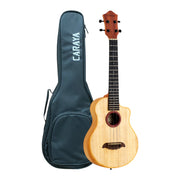 Caraya Solid Carved Paulownia Body Tenor Ukulele w/ Purpleheart Waterfall Soundhole - GAT50