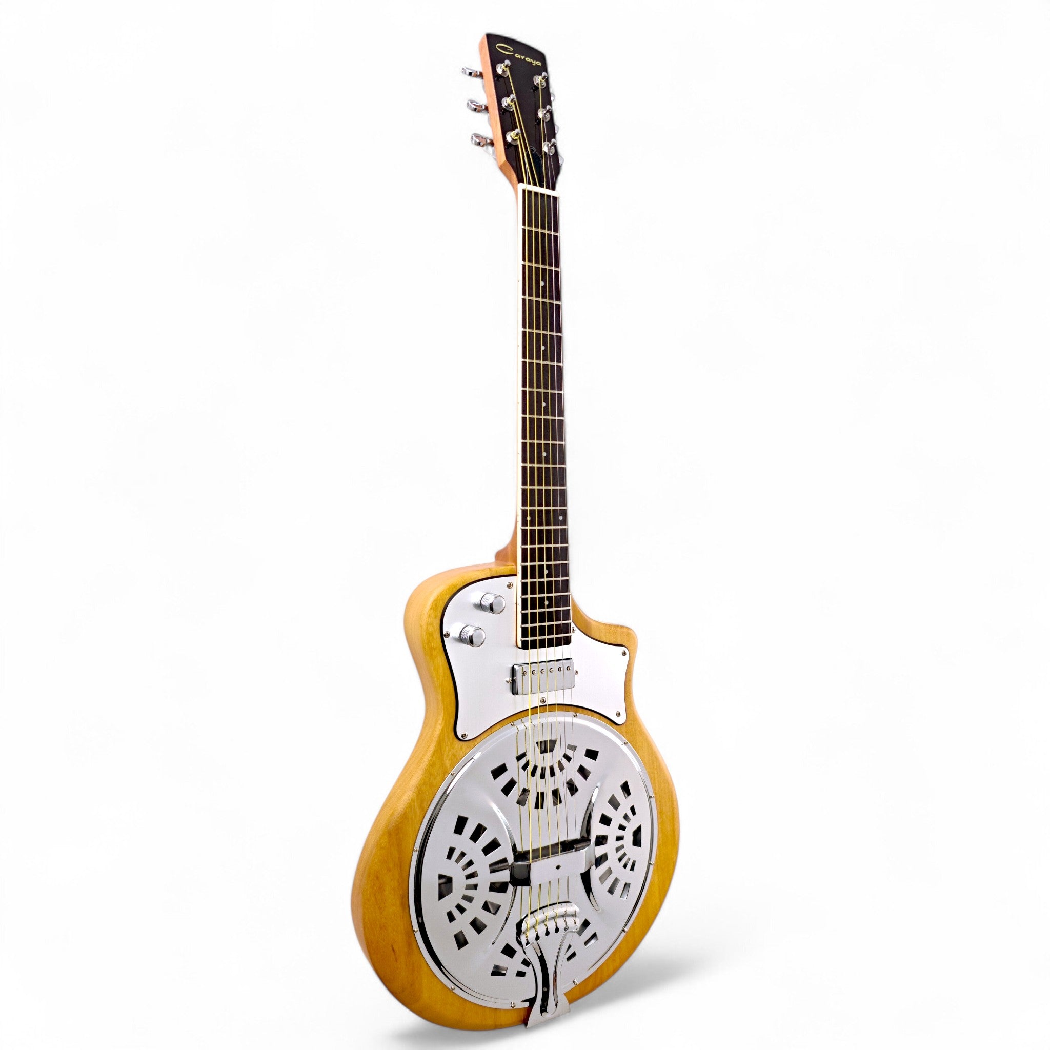 Caraya RE20 Hybrid Resonator Electric-Acoustic Guitar – Paulownia, Satin Natural