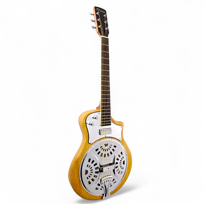 Caraya RE20 "Lightweight, Iconic, Unique" Paulownia Electric Resonator Hybrid Guitar w/ Built-in Humbucker Pickups in Clear Matte Finish