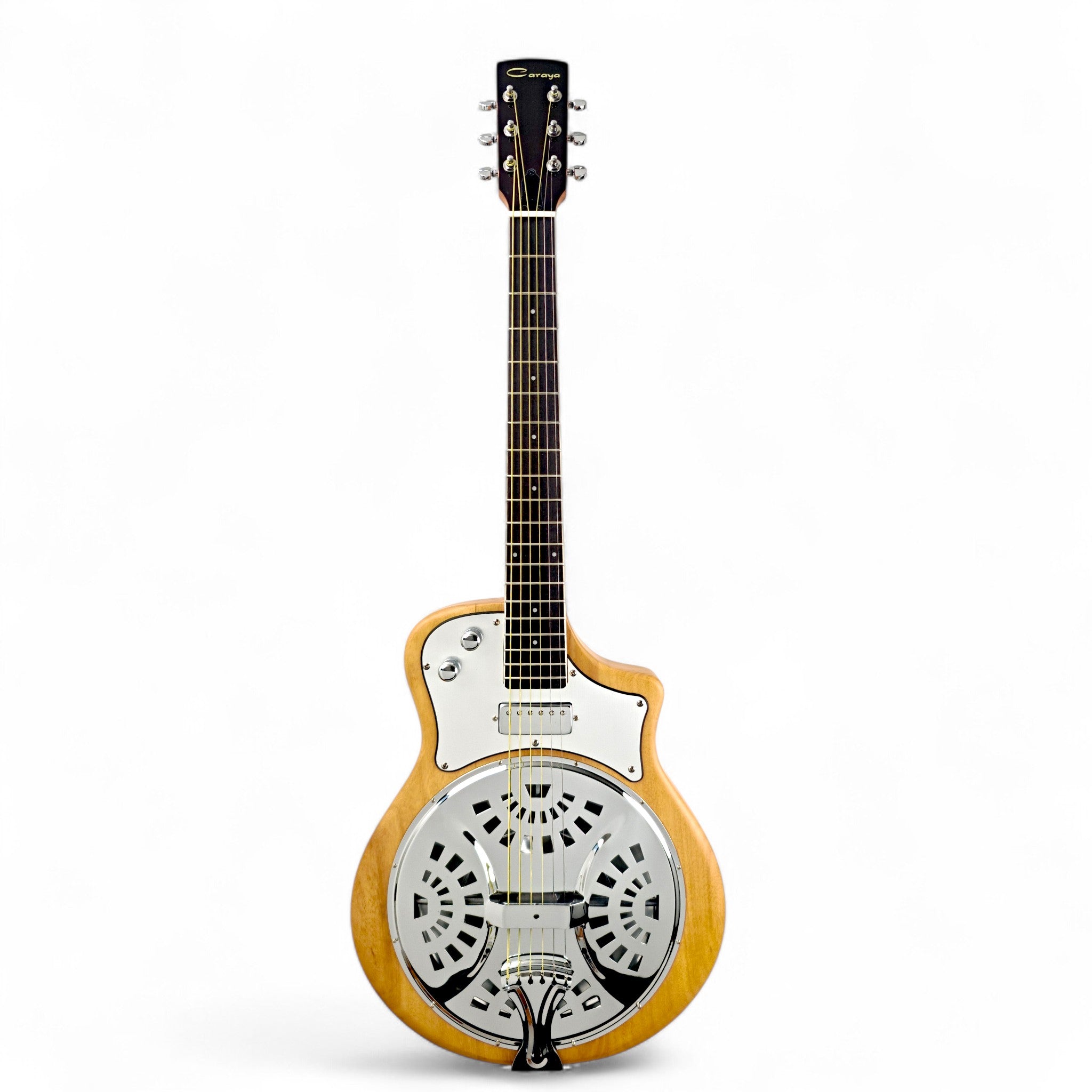 Caraya RE20 Hybrid Resonator Electric-Acoustic Guitar – Paulownia, Satin Natural