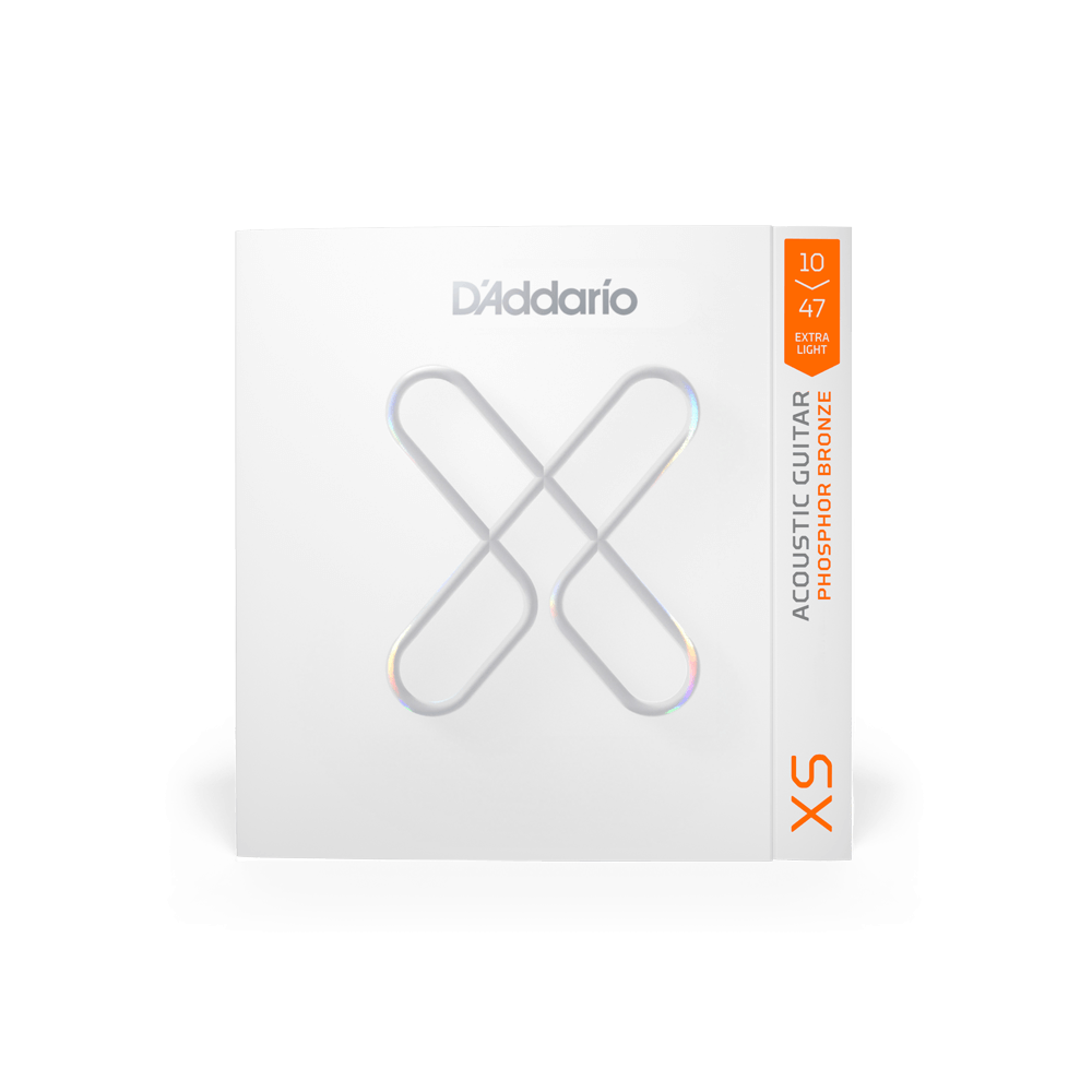 D’Addario 10-47 XS Phosphor Bronze Coated Acoustic Guitar Strings – Extra Light (.010–.047) (XSAPB1047)