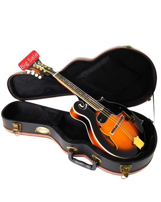 Caraya SMA008EQVSHK19601MDF F-Style Solid Top Electric-Mandolin, Vintage Sunburst + Hard Case