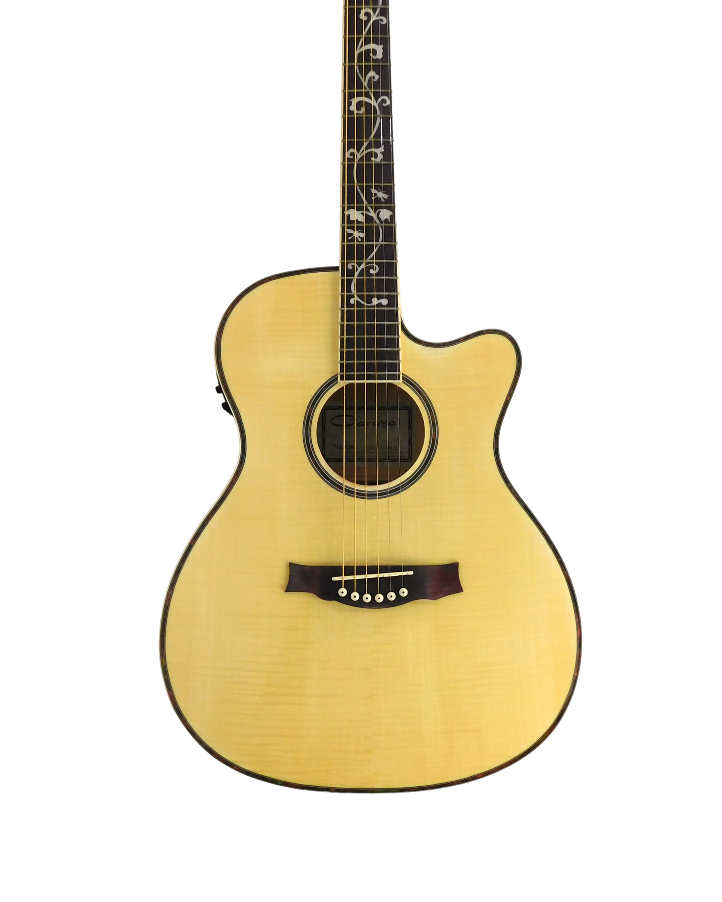 Caraya All Flame Maple Built-In Pickups/Tuner Cutaway Acoustic Guitar - Natural SDG837CEQN