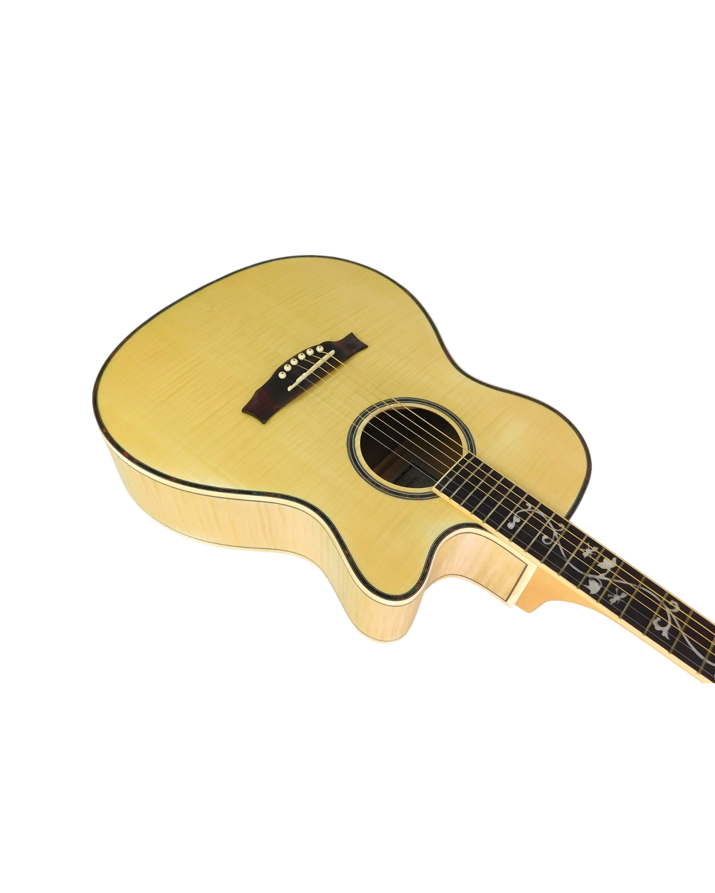 Caraya All Flame Maple Built-In Pickups/Tuner Cutaway Acoustic Guitar - Natural SDG837CEQN