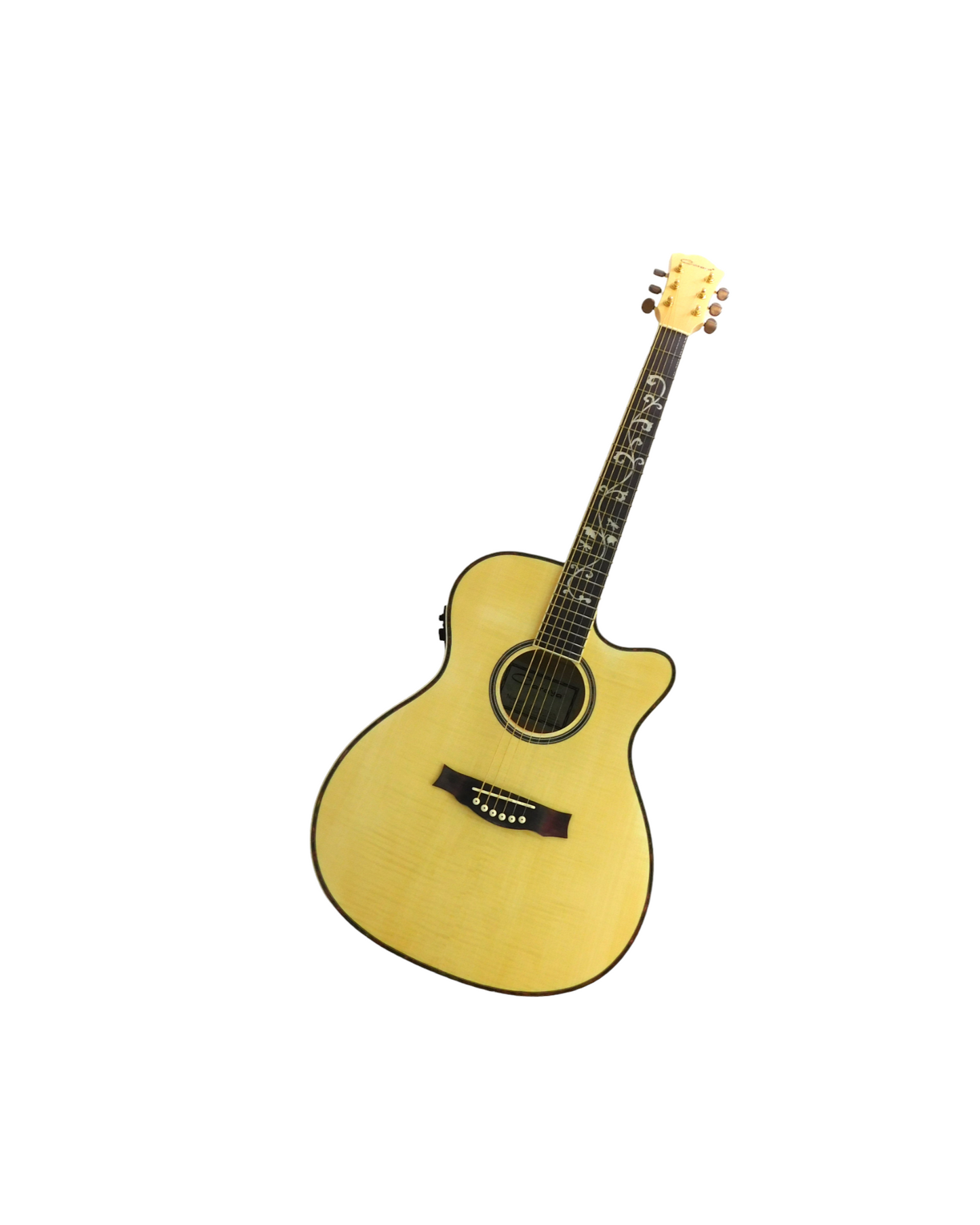 Caraya All Flame Maple Built-In Pickups/Tuner Cutaway Acoustic Guitar - Natural SDG837CEQN